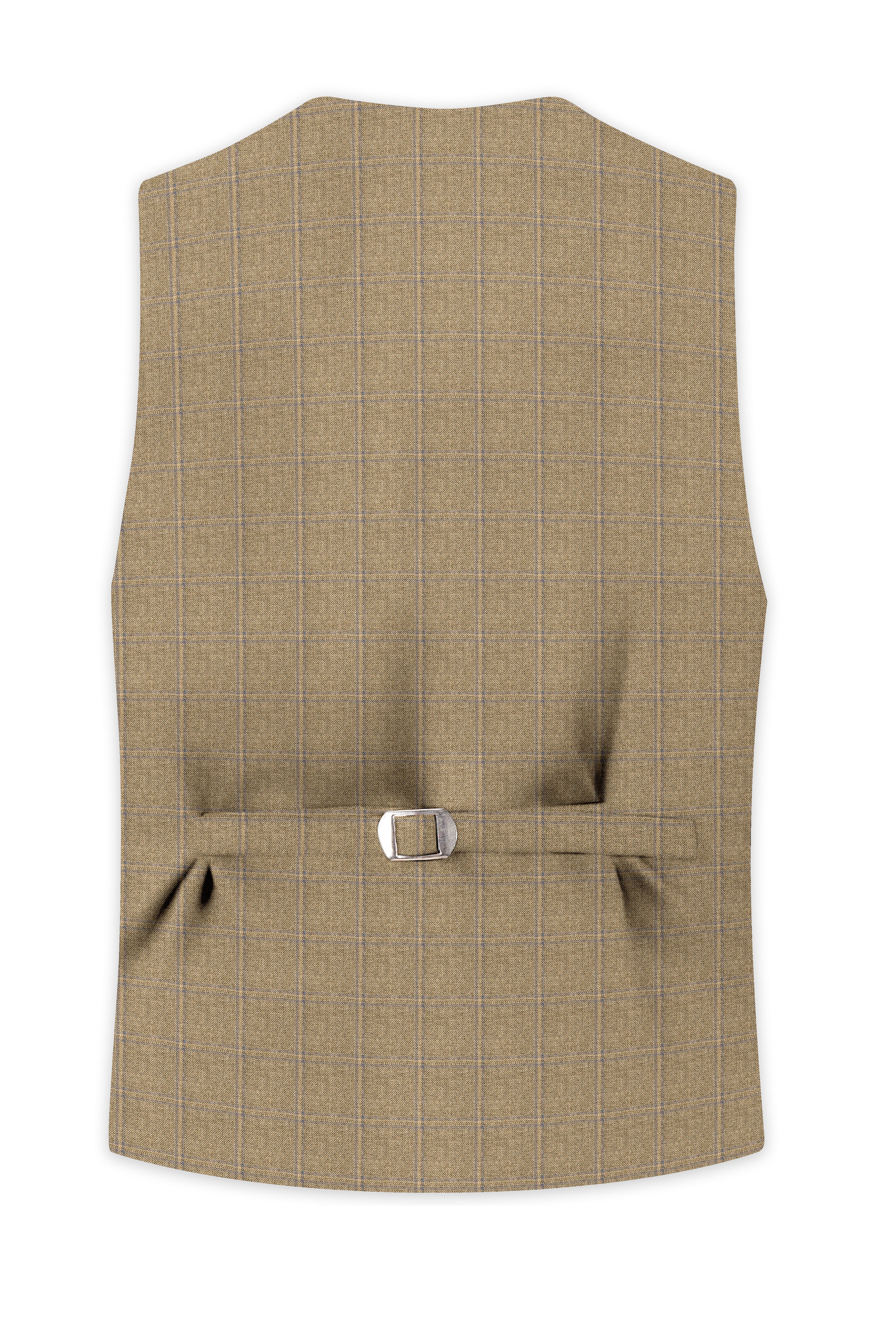 Makara Brown Checkered and Tortilla Brown Wool Rich Waistcoat