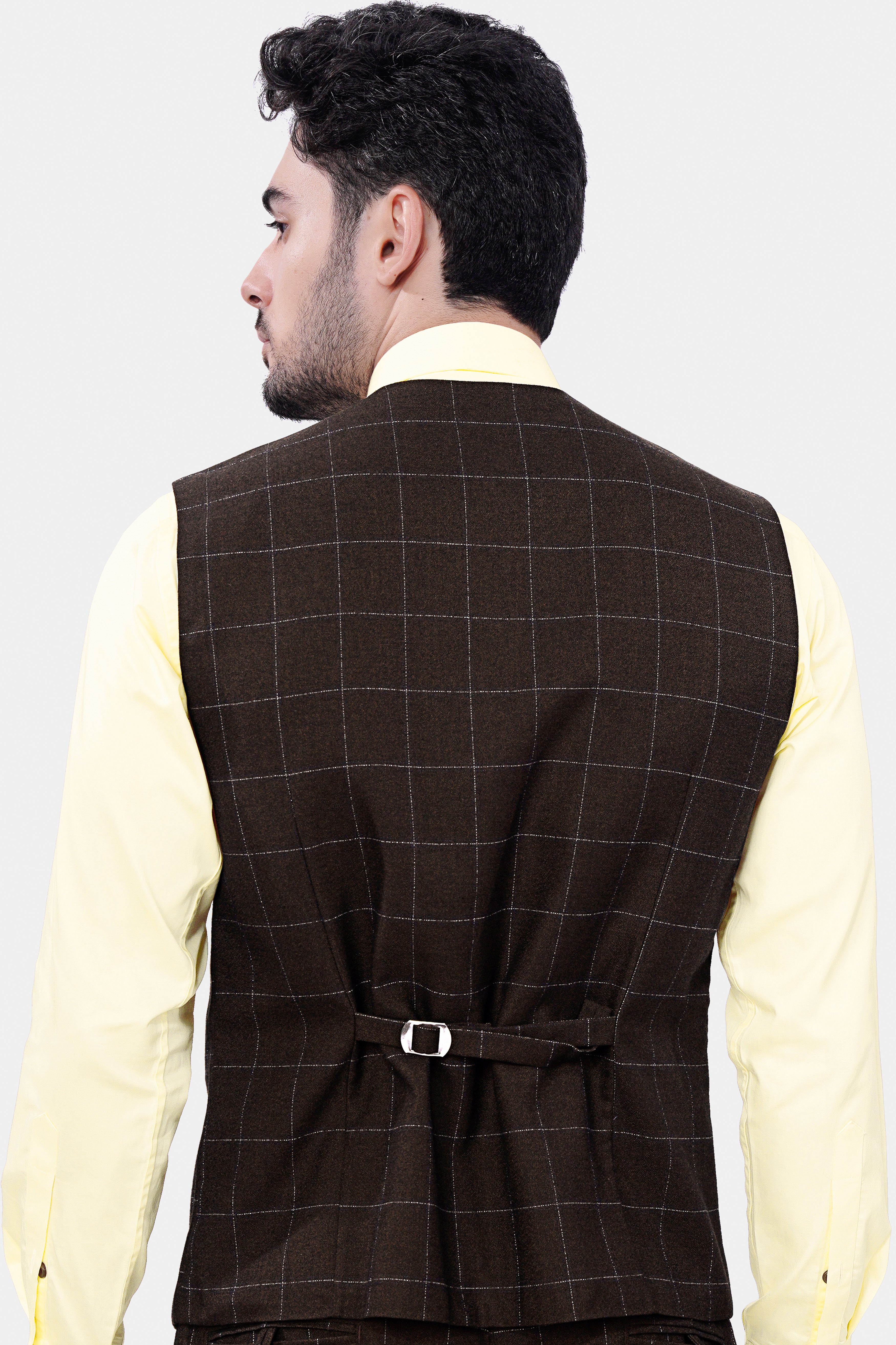 Chicory Brown Windowpane Wool Rich Waistcoat V2968-36, V2968-38, V2968-40, V2968-42, V2968-44, V2968-46, V2968-48, V2968-50, V2968-68, V2968-54, V2968-56, V2968-58, V2968-60
