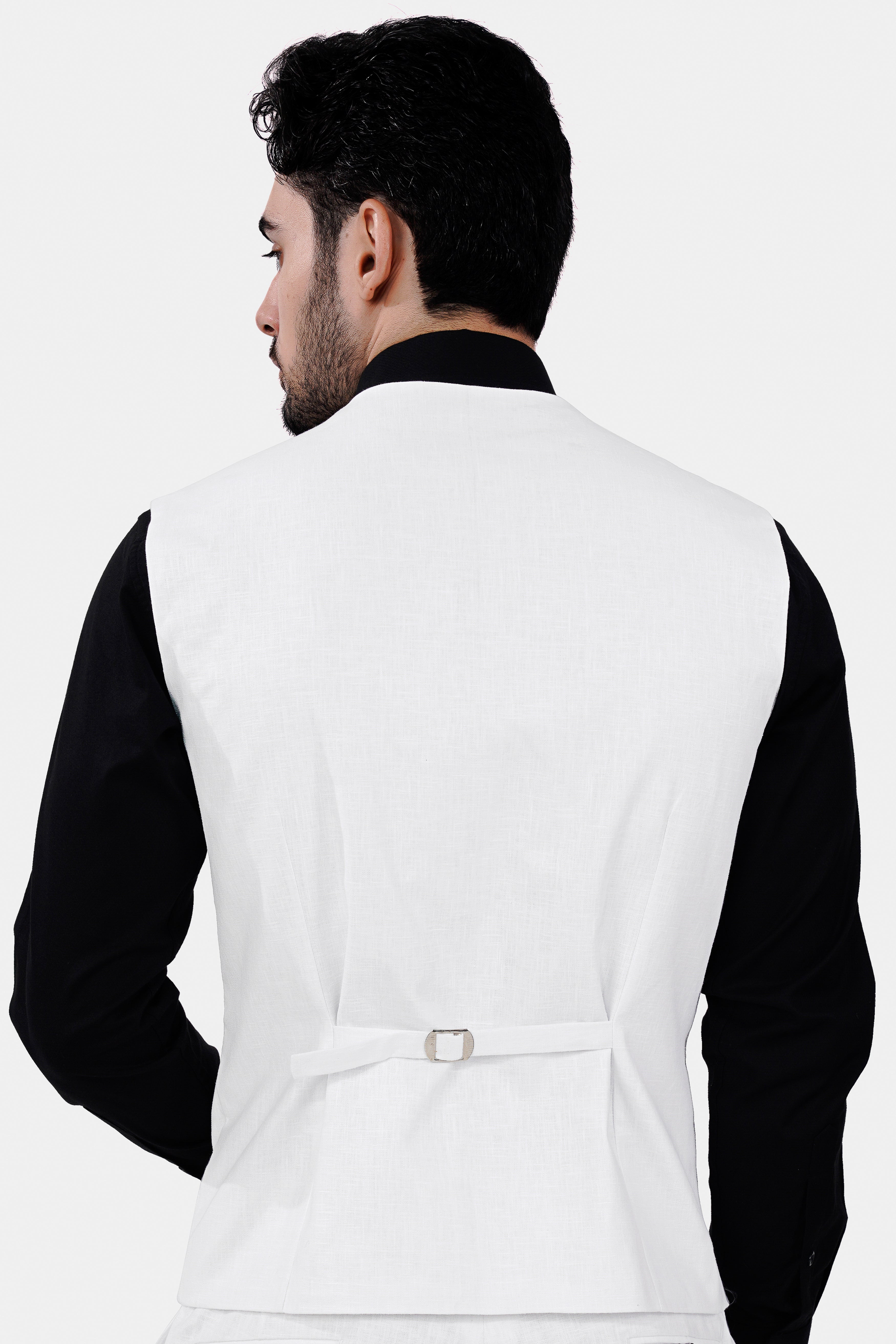 Bright White Luxurious Linen Waistcoat V3042-36, V3042-38, V3042-40, V3042-42, V3042-44, V3042-46, V3042-48, V3042-50, V3042-42, V3042-54, V3042-56, V3042-58, V3042-60