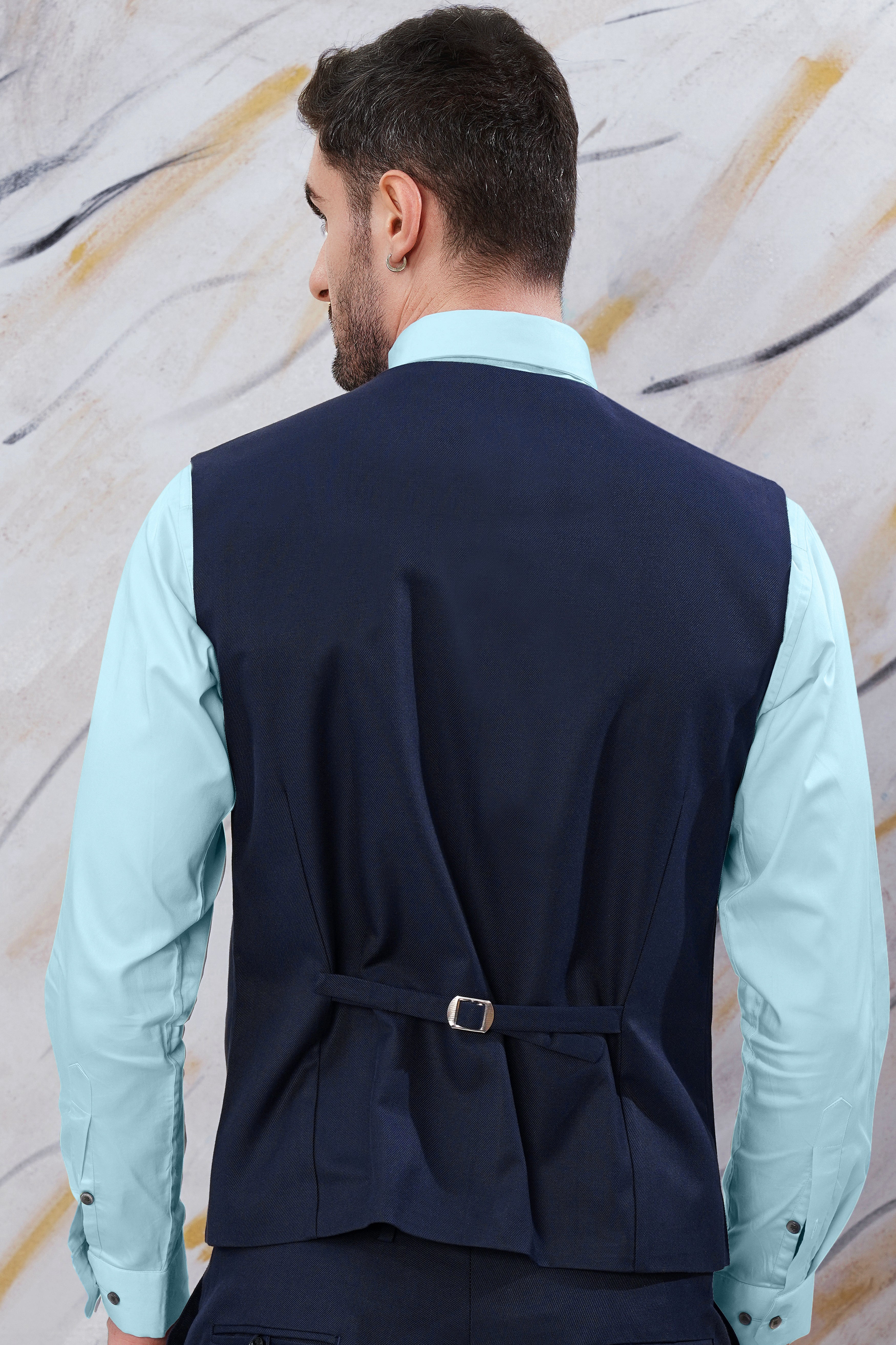 Haiti Blue Wool Rich Waistcoat