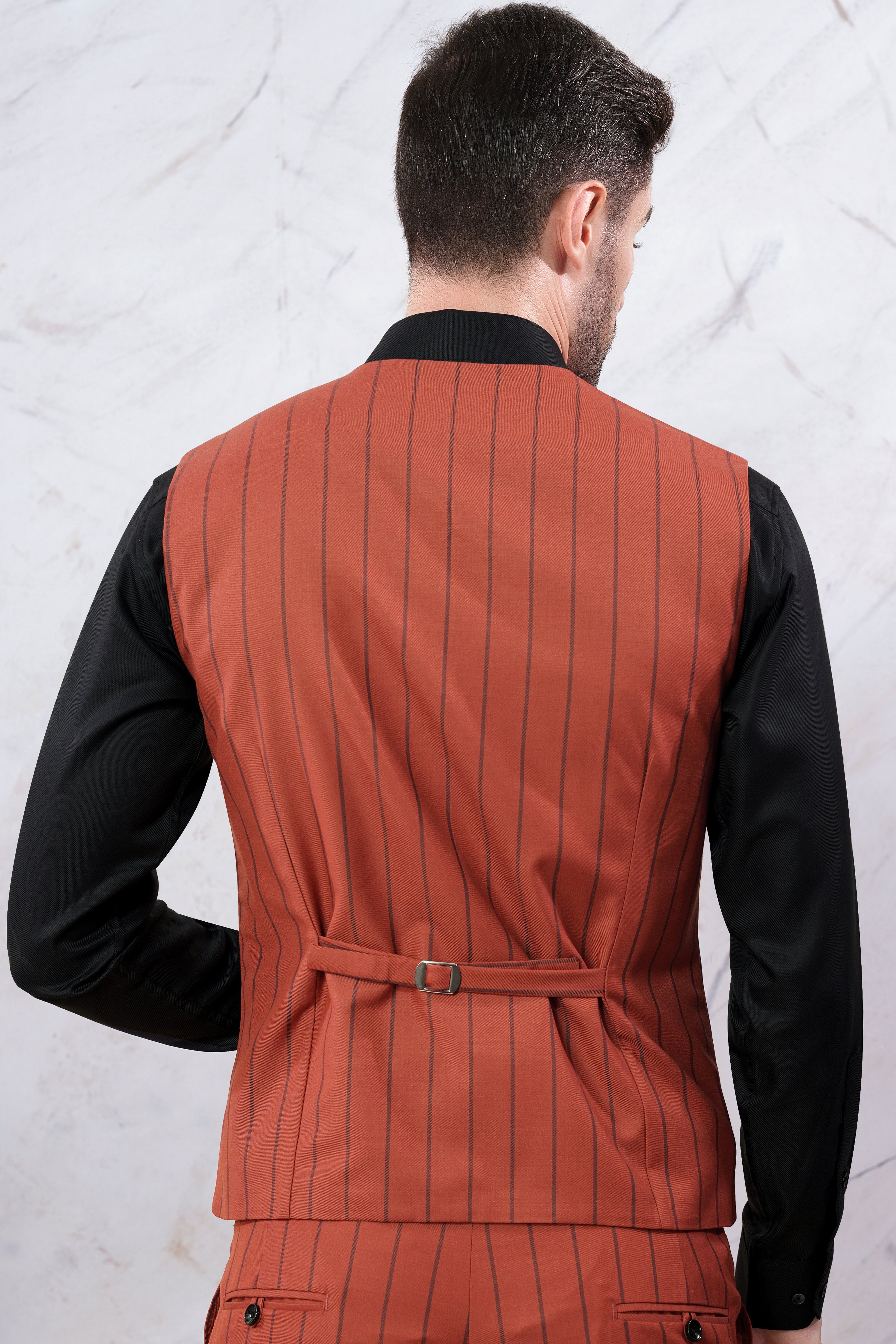 Mojo Red Striped Wool Rich Waistcoat