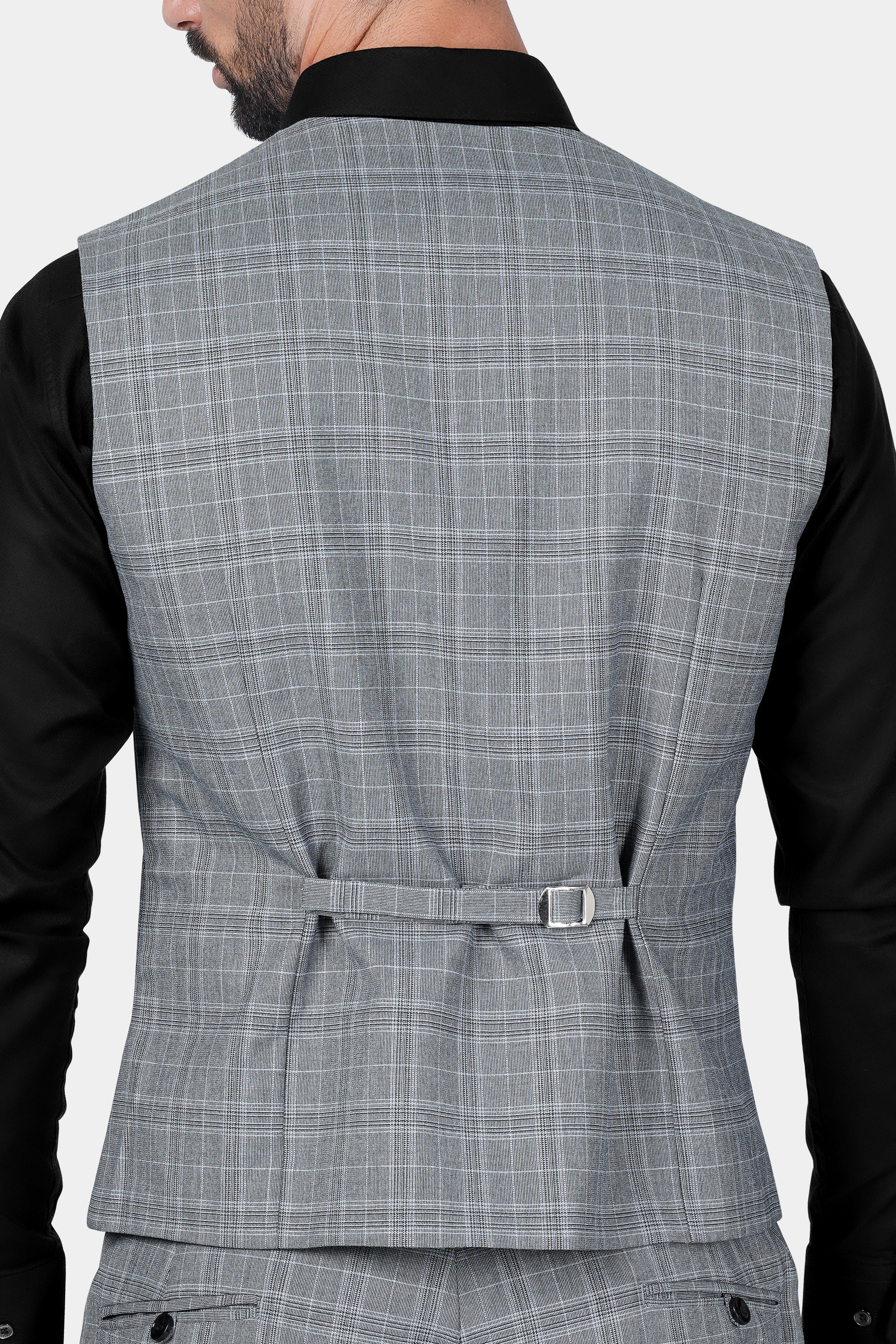 Dawn Gray Plaid Wool Rich Waistcoat