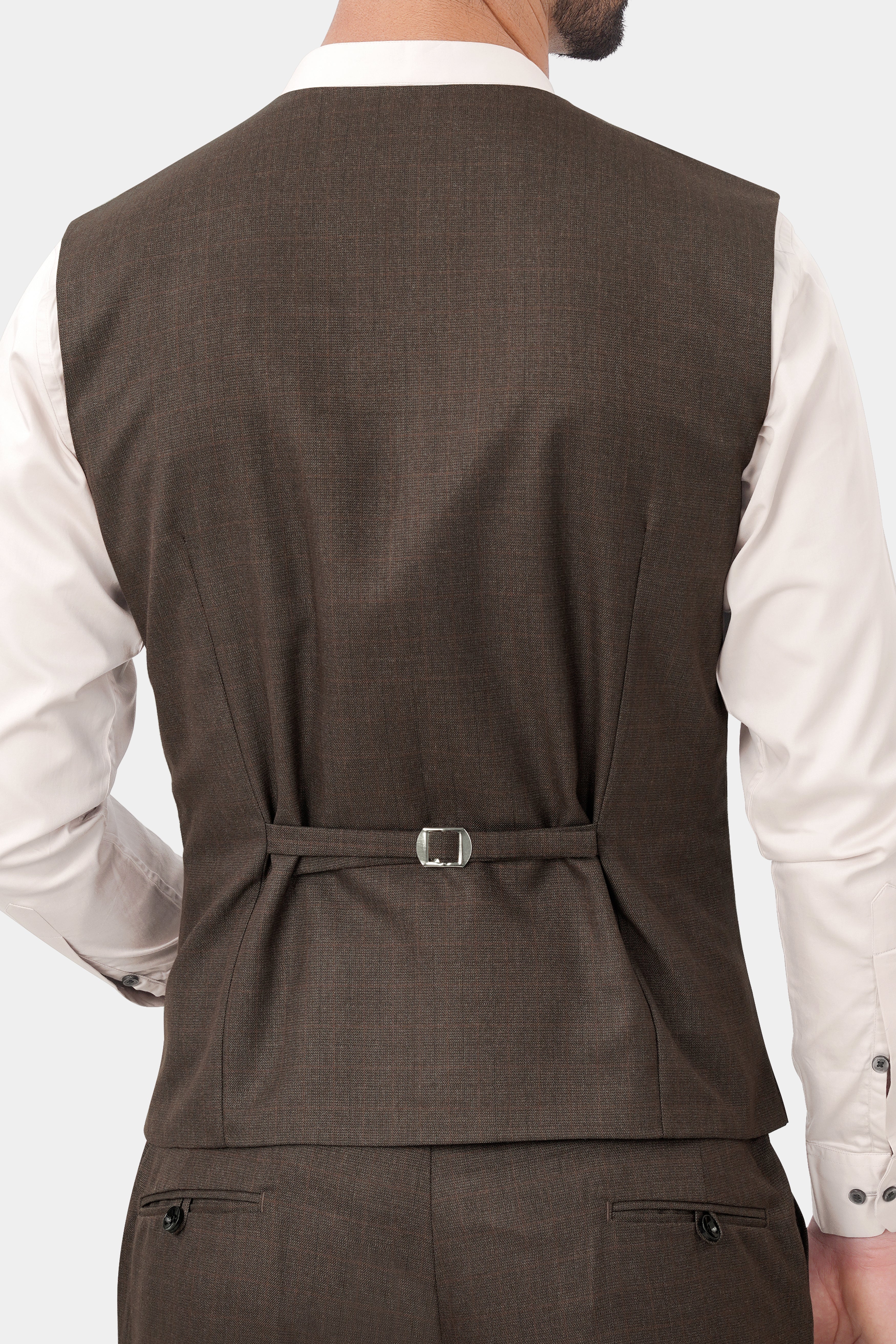 Matterhorn Brown Subtle Checkered Wool Rich Waistcoat