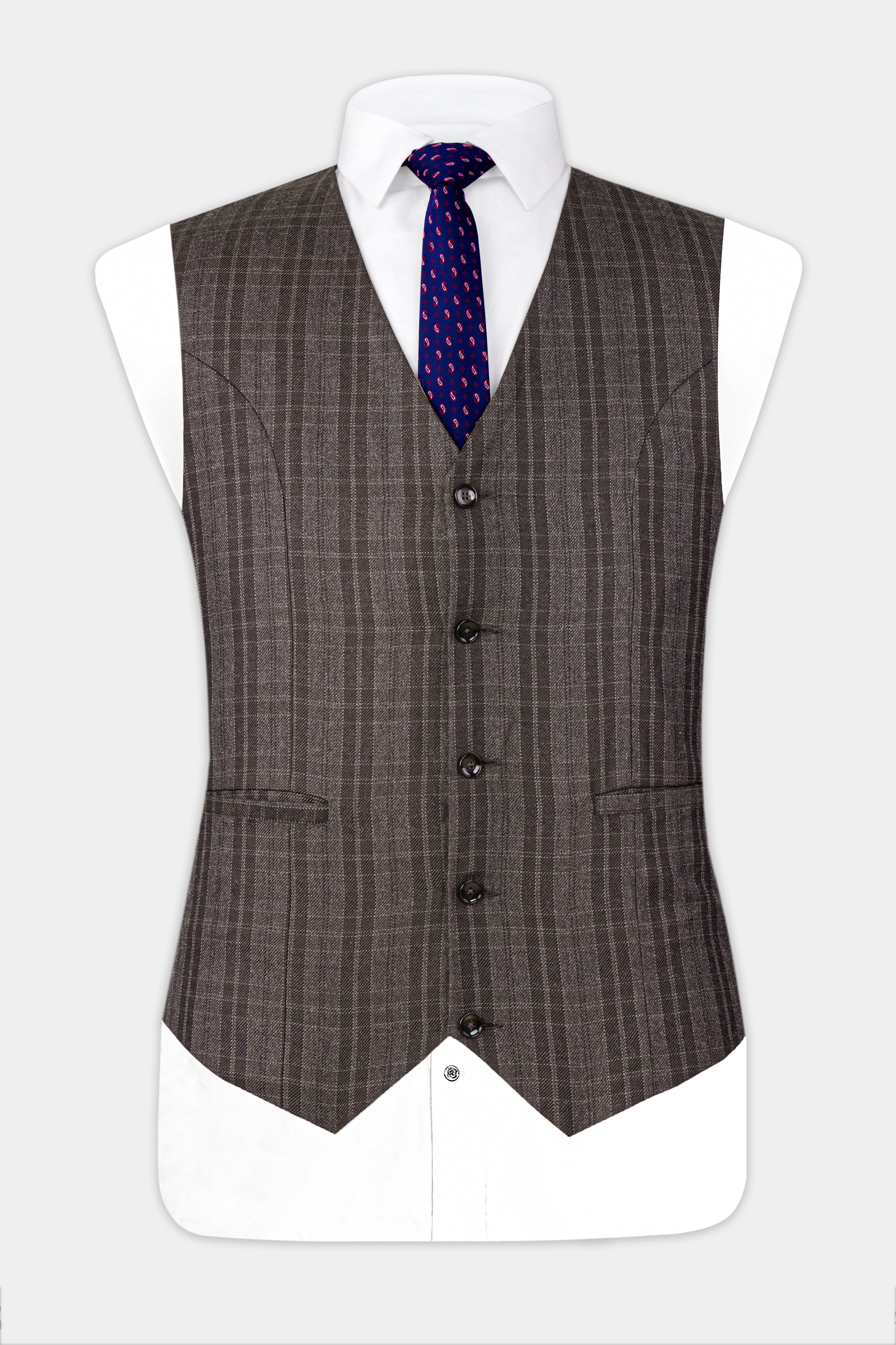 Thunder Brown Plaid Tweed Waistcoat