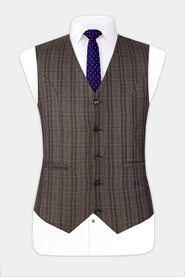 Thunder Brown Plaid Tweed Waistcoat