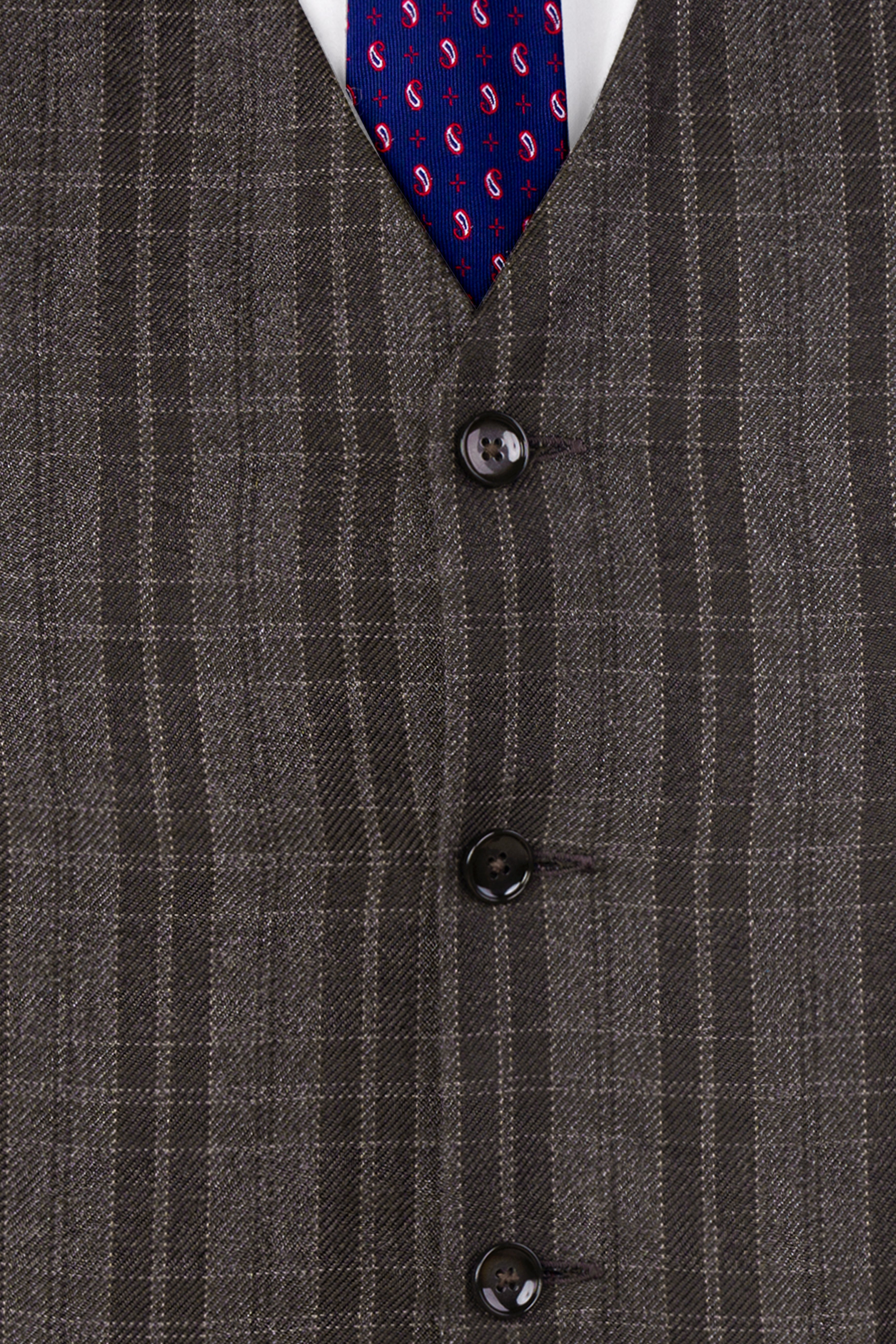 Thunder Brown Plaid Tweed Waistcoat