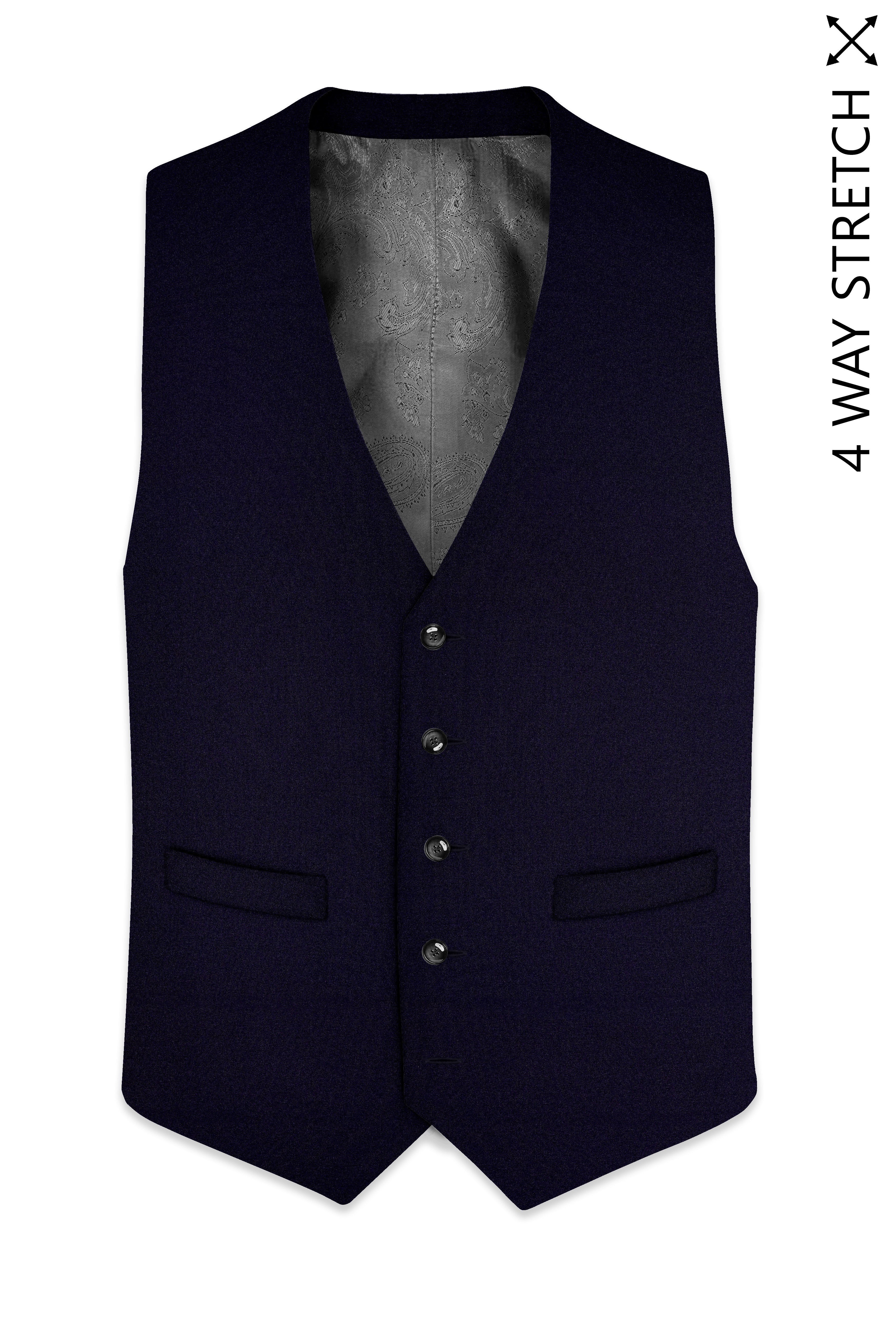 Vistaro-Korean Blue (The Best Blue We have) 4-Way Stretch Wrinkle-Free Wool Rich Traveler Slight Stretch Waistcoat