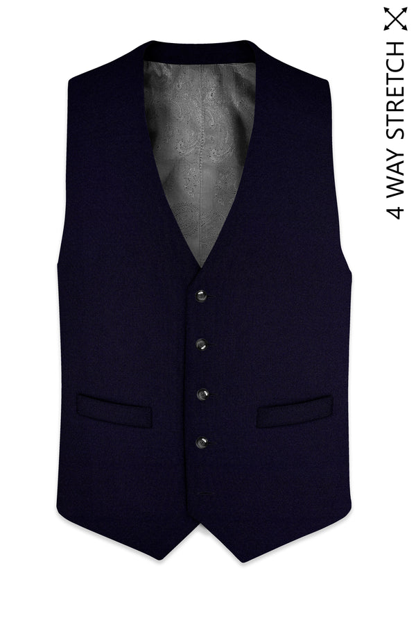 Vistaro-Korean Blue (The Best Blue We have) 4-Way Stretch Wool Rich Slight Stretch Waistcoat