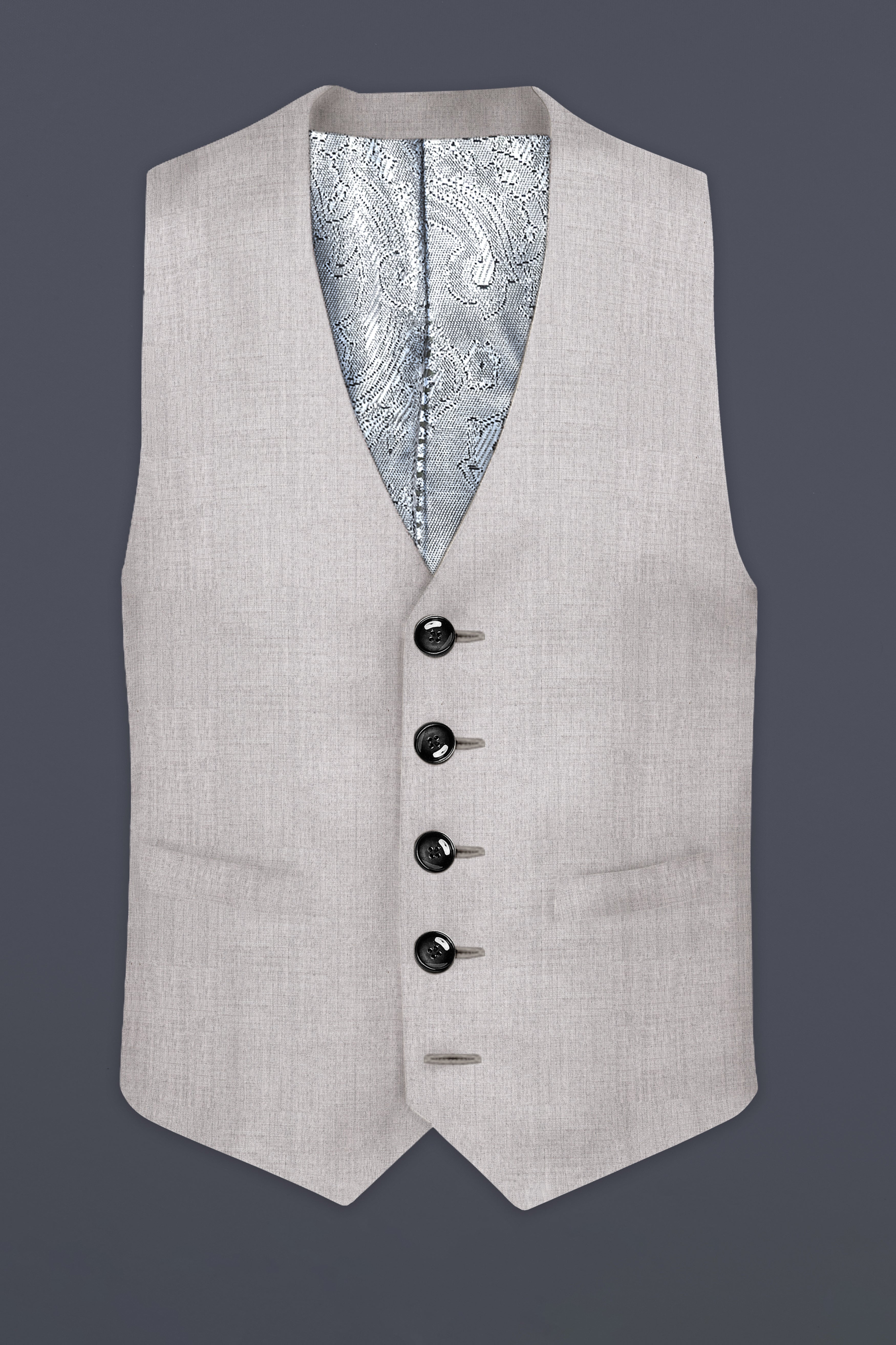 Martini Cream Textured Wool Rich Waistcoat