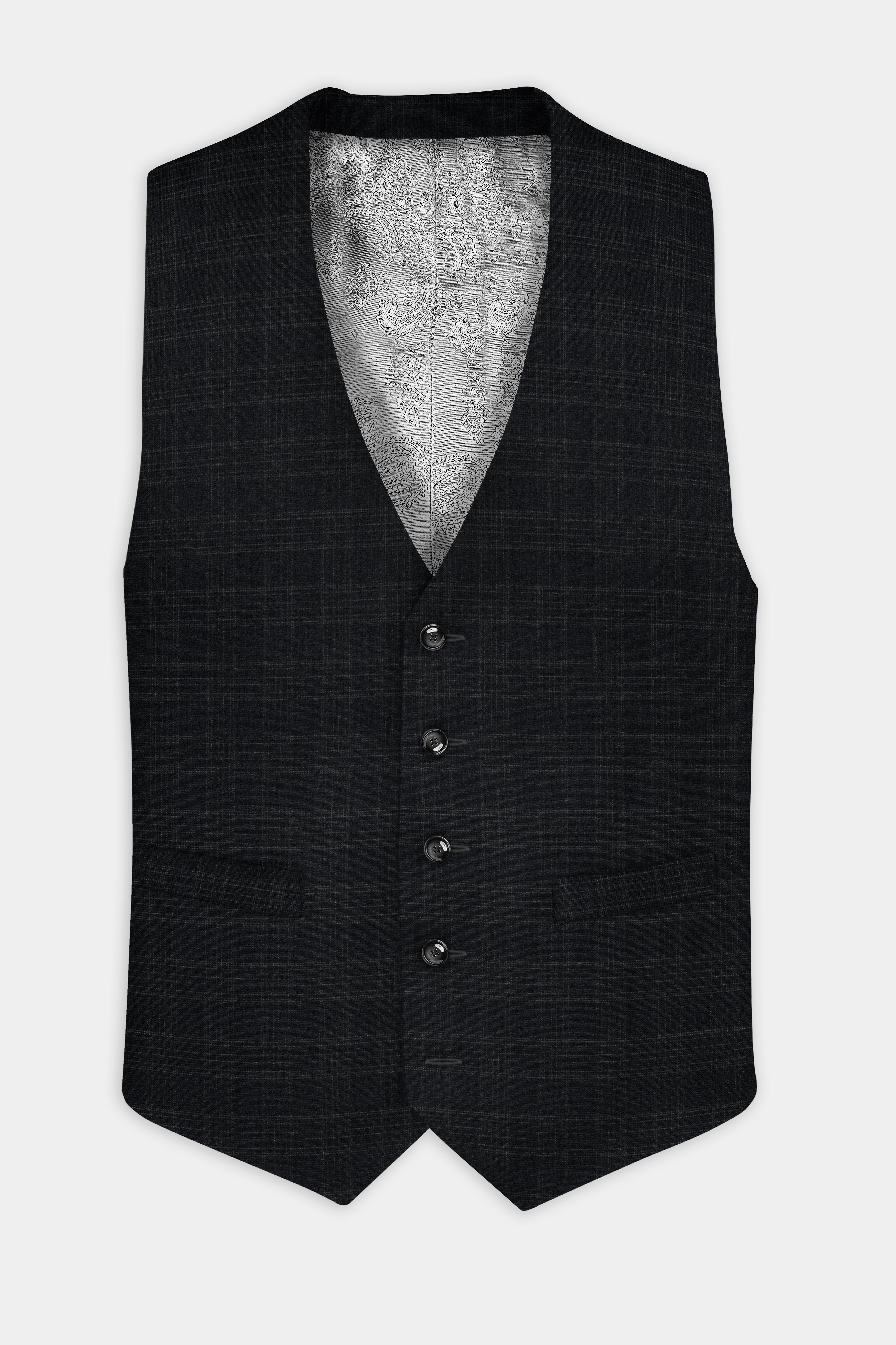 Zeus Grey Textured Wool Blend Waistcoat