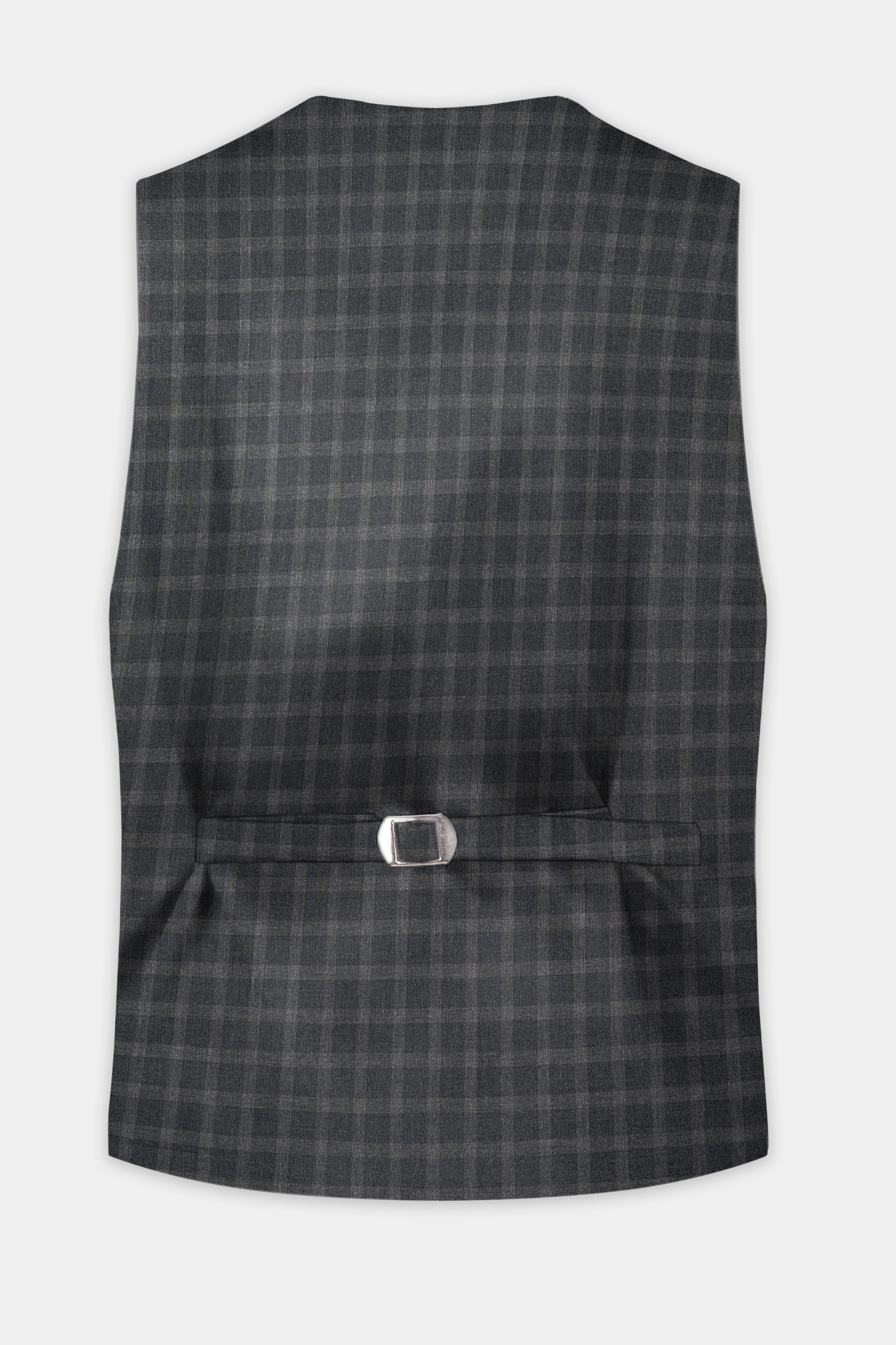 Gravel Gray Checkered Wool Blend Waistcoat