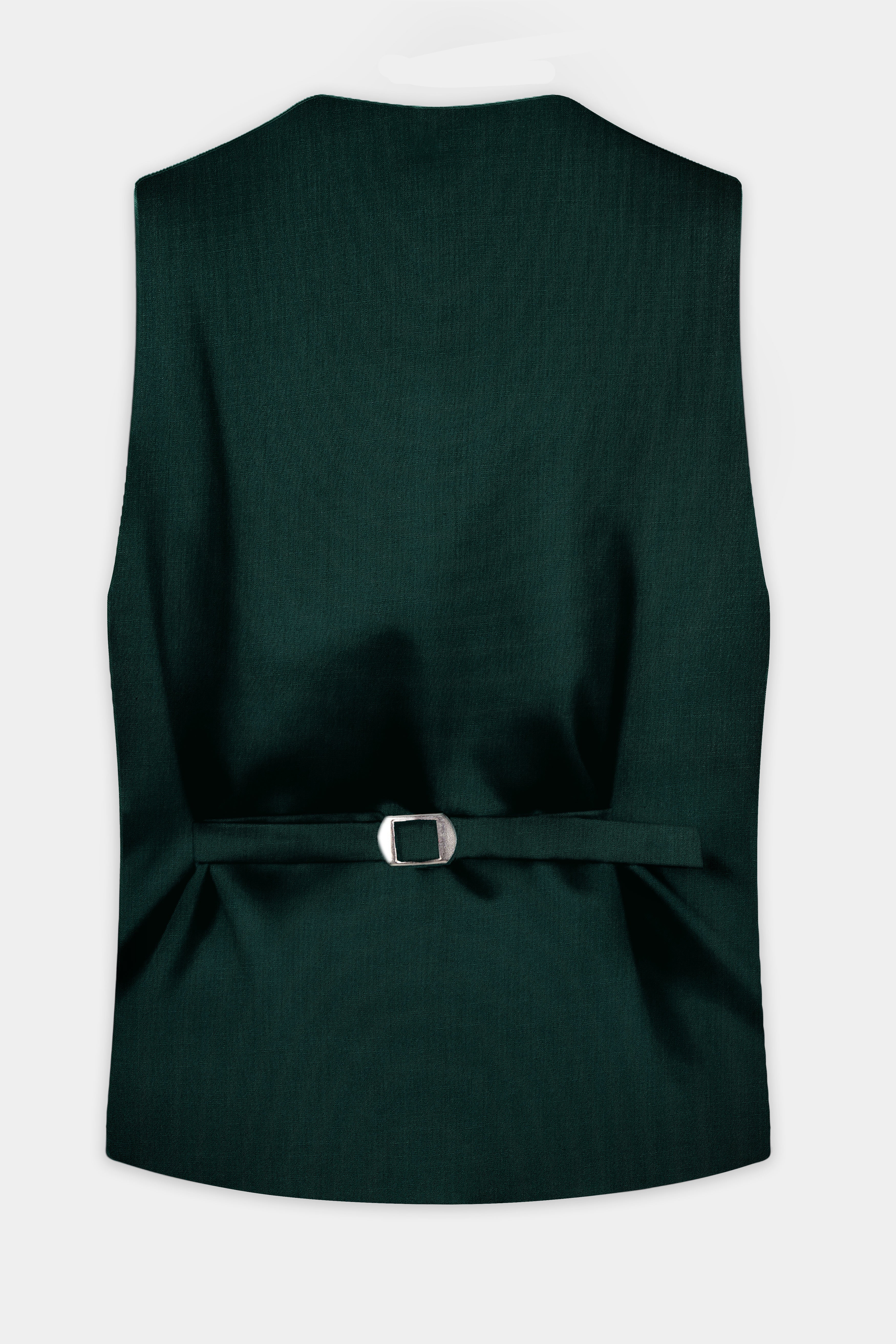 Emerald-Zucchini Green Solid Wool Rich Slight Stretch Waistcoat
