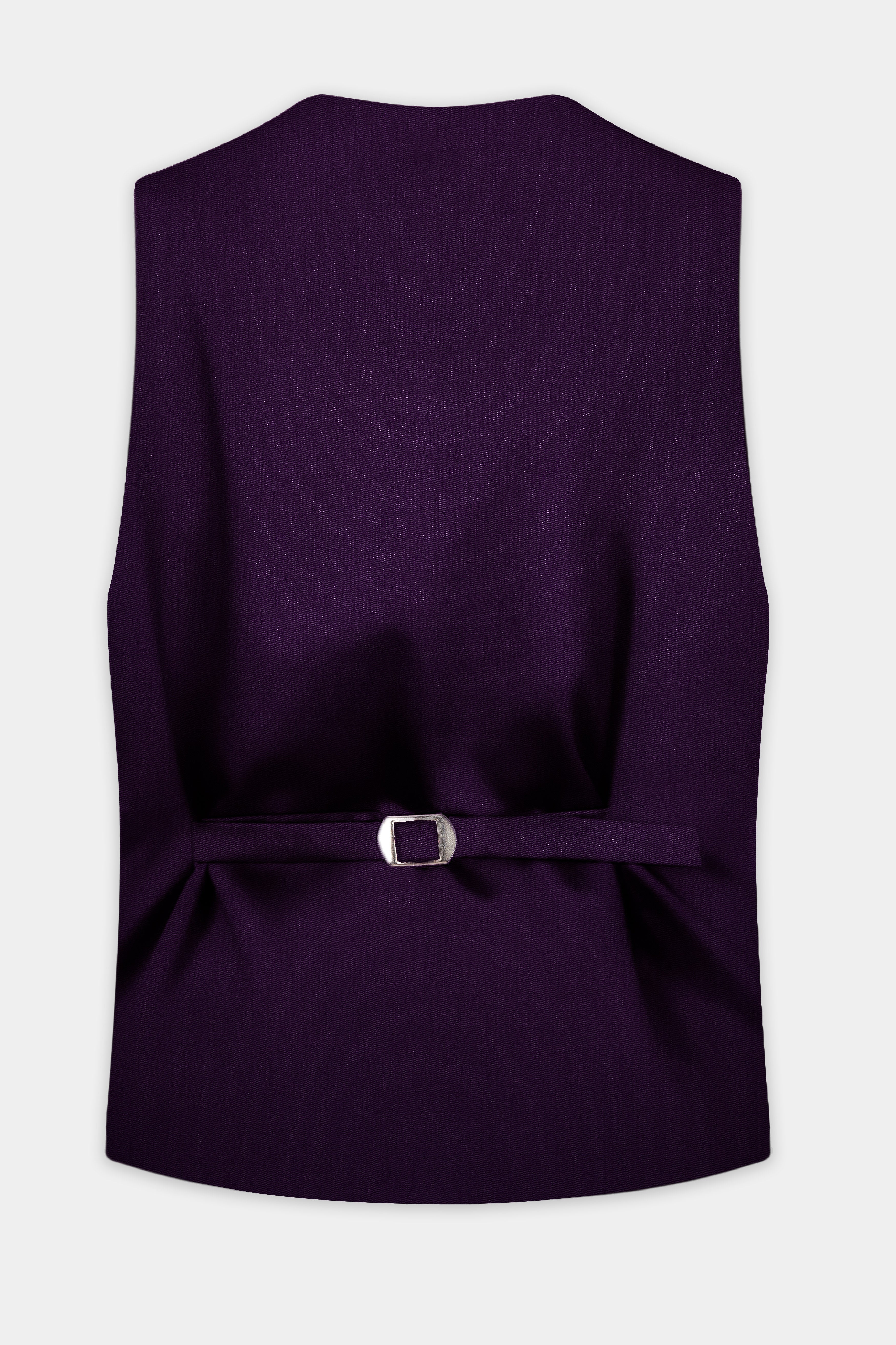 Regal Plum-Eggplant Purple Solid Wool Rich Slight Stretch Waistcoat