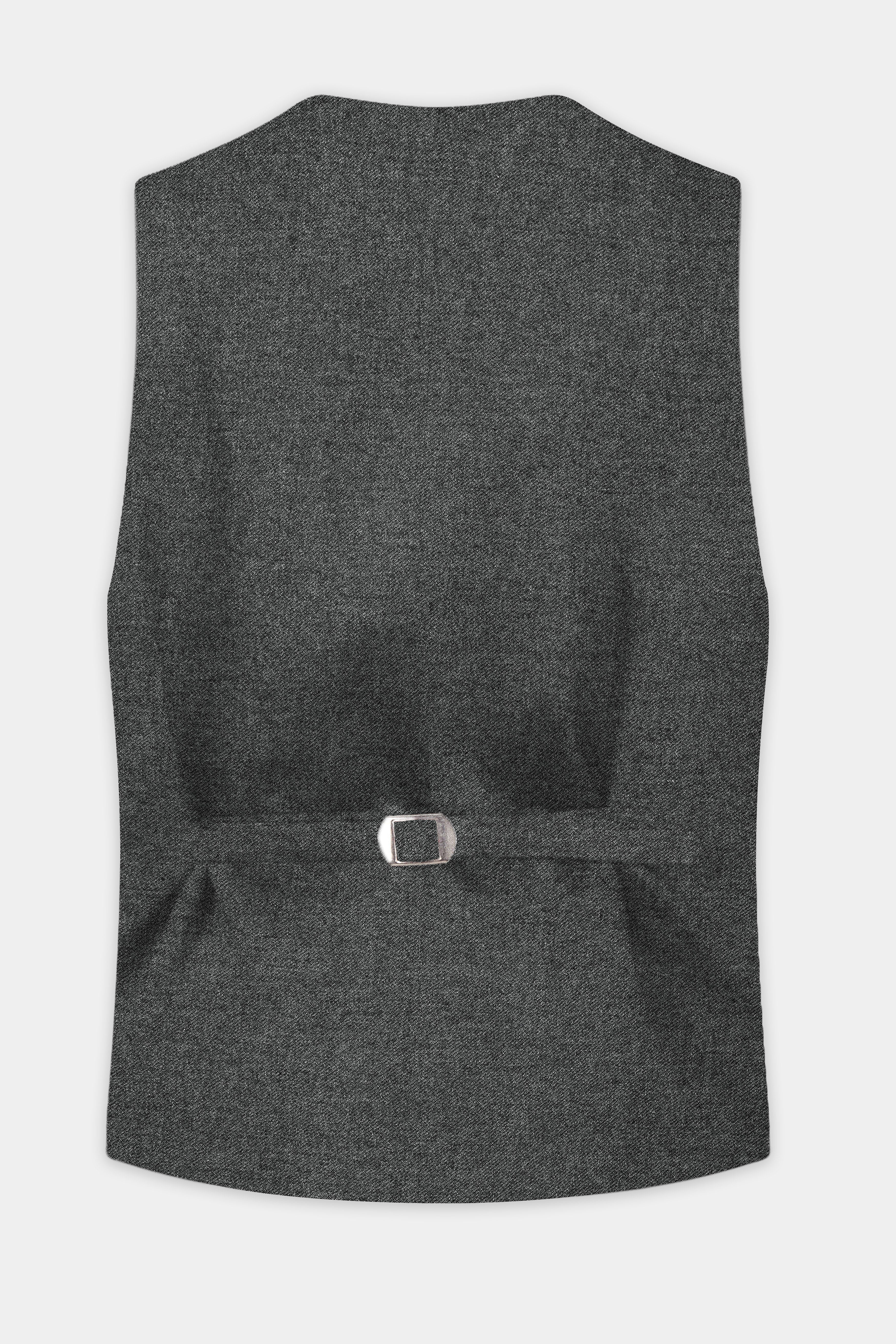 Granite-Tuatara Gray Textured Wool Waistcoat