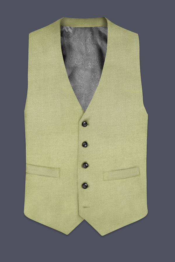 Marsh-Swamp Green Solid Wool Rich Slight Stretch Waistcoat