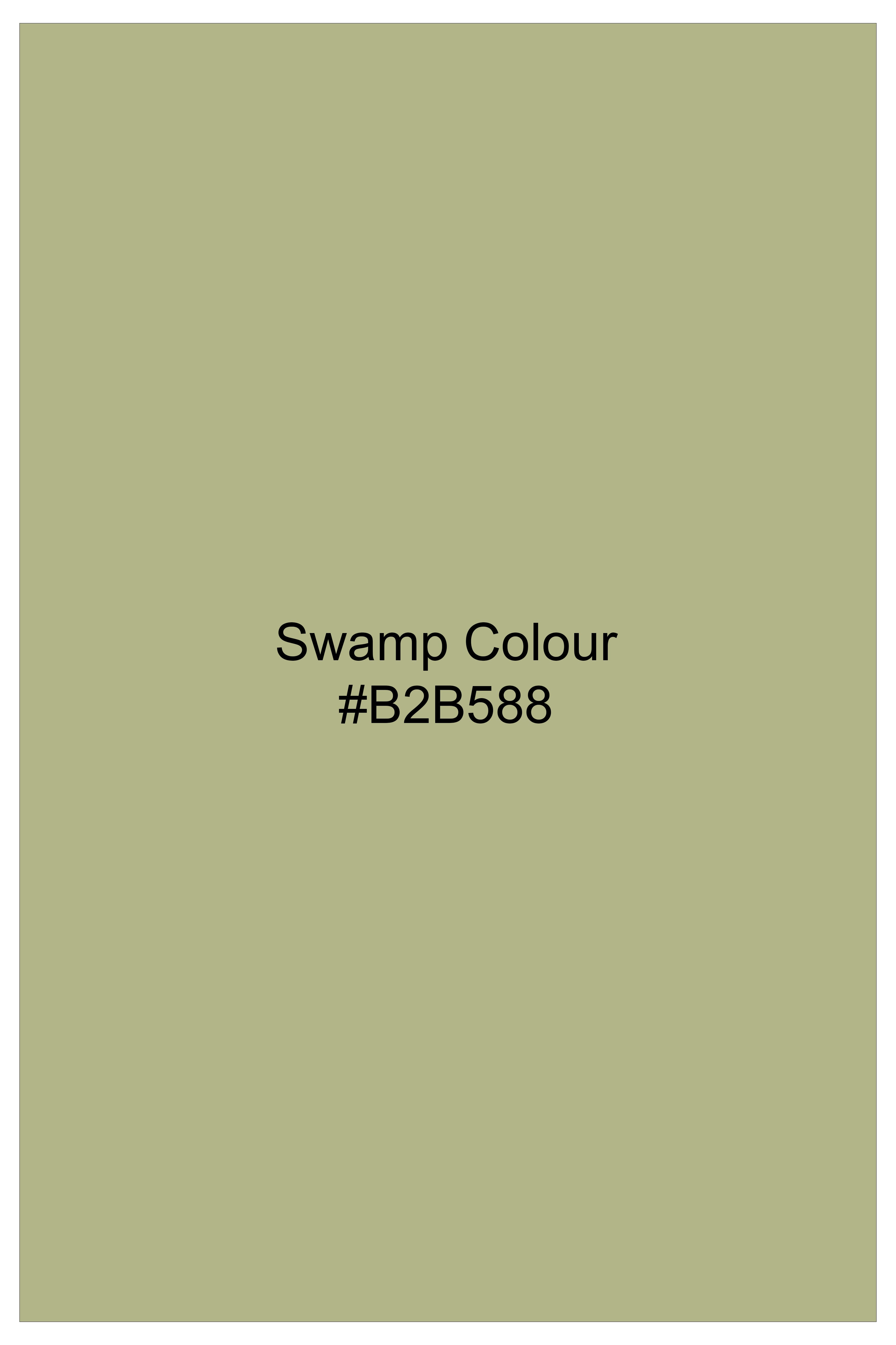 Marsh-Swamp Green Solid Wool Rich Slight Stretch Waistcoat