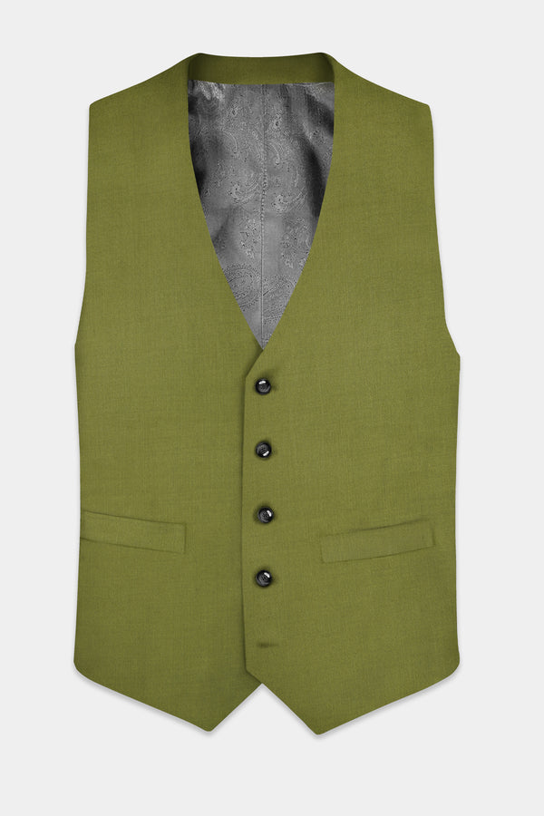 Glade-Muddy Green Solid Wool Rich Waistcoat