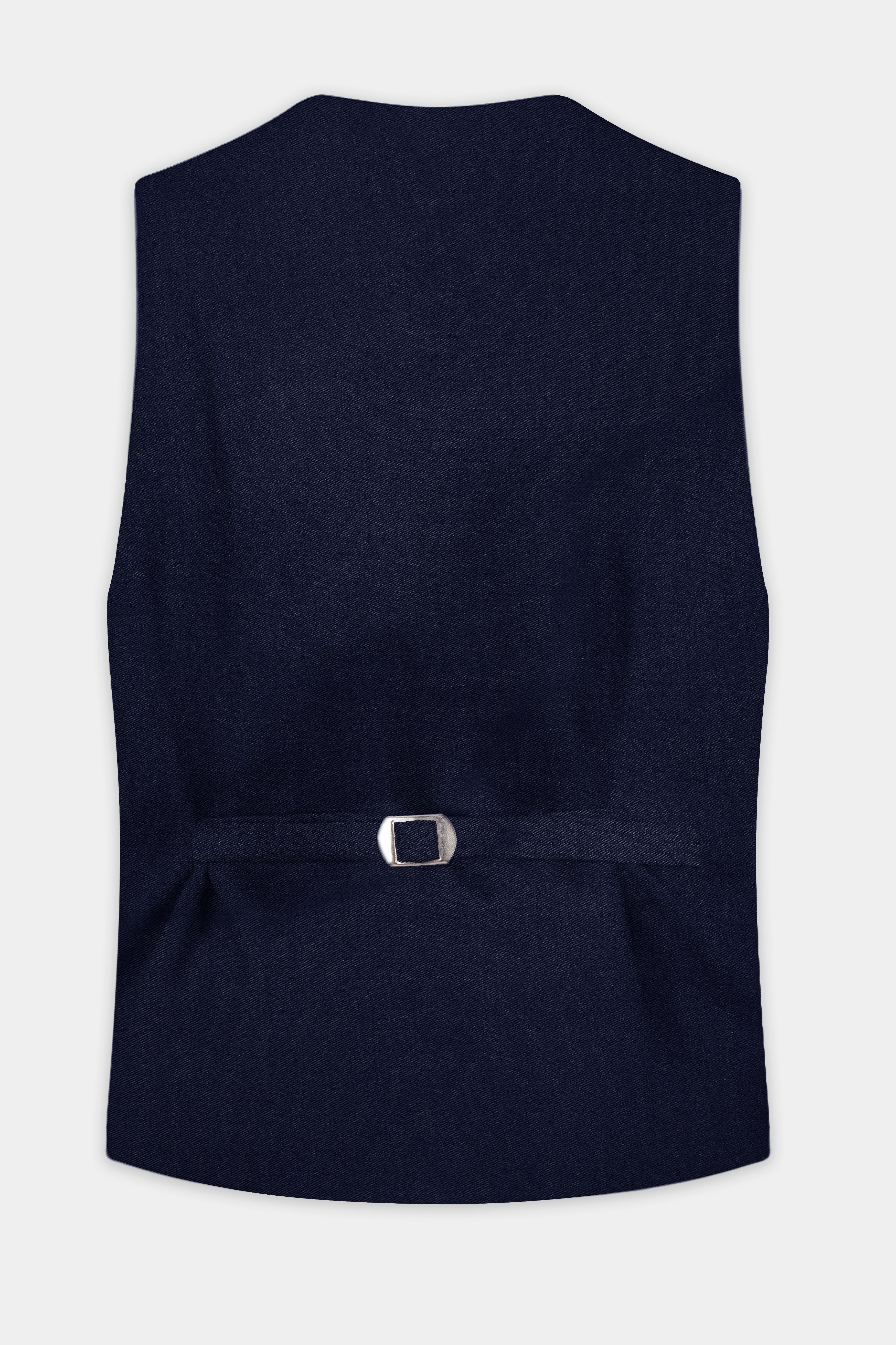Cinder Blue Solid Cotton Waistcoat