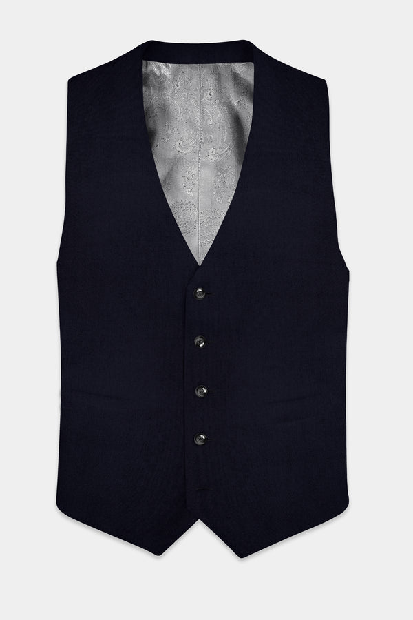 Vulcan Blue Solid Wool Rich Waistcoat