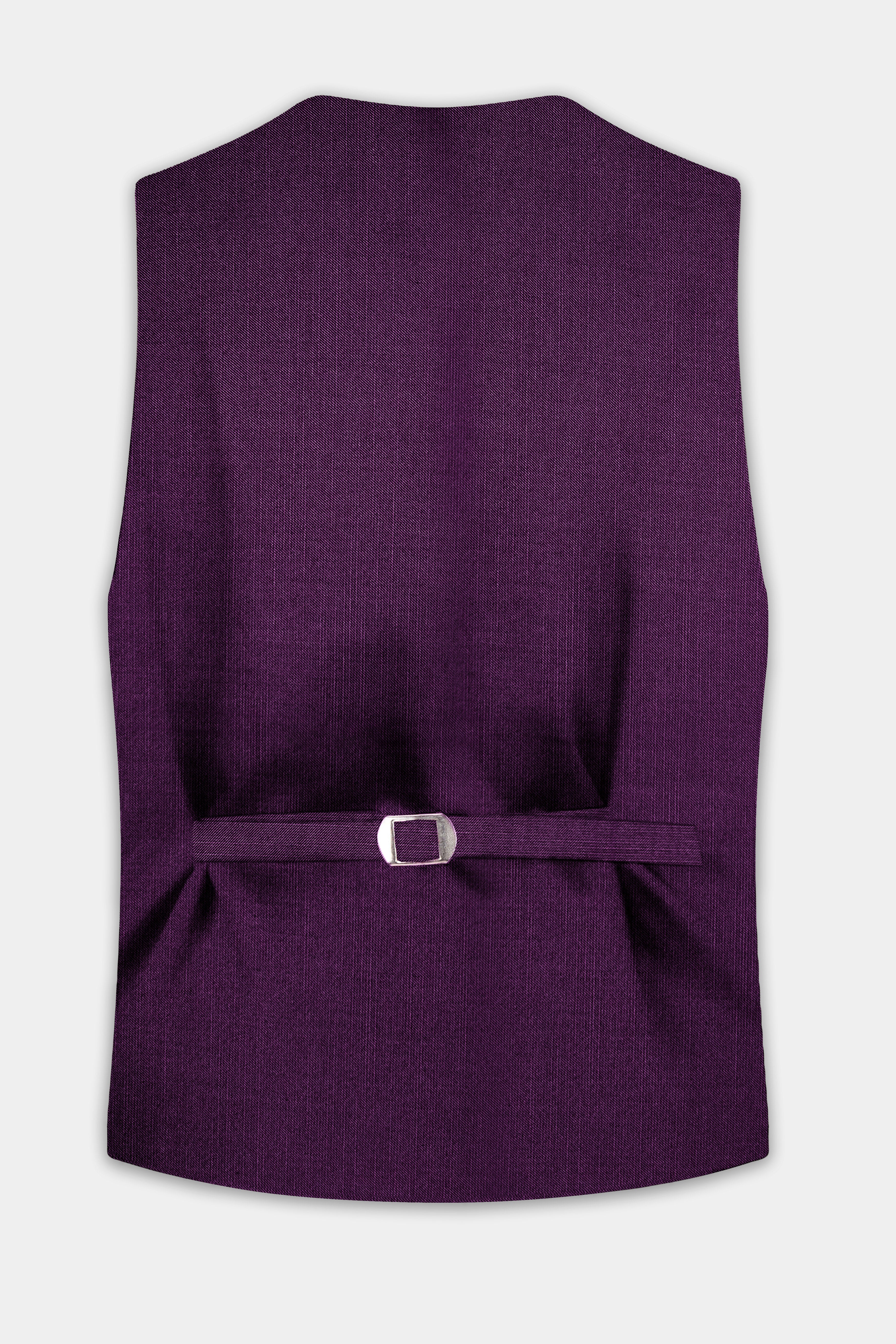 Orchid-Grape Purple Solid Wool Rich Slight Stretch Waistcoat