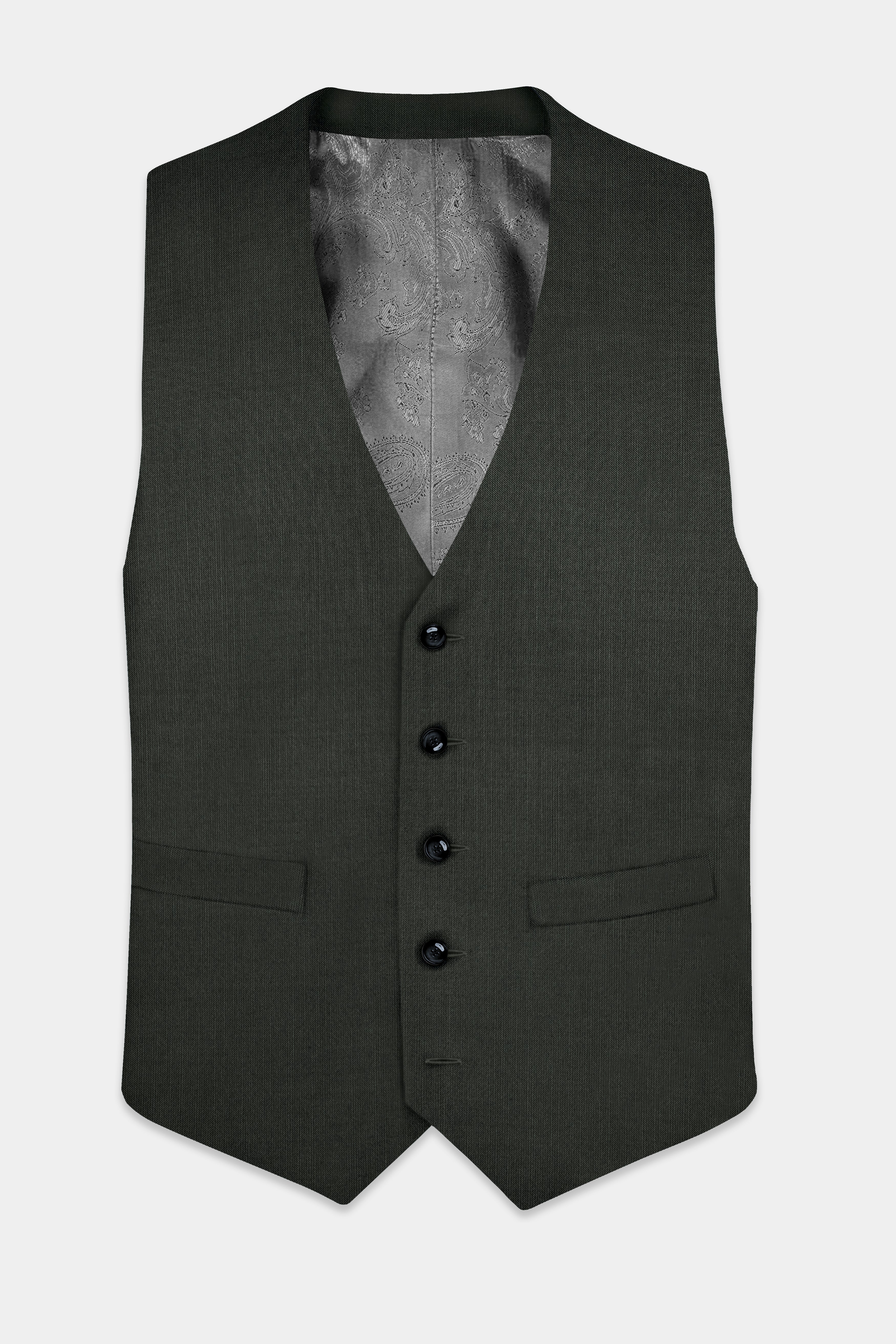 Shafton-Mine Shaft Green Solid Wool Rich Slight Stretch Waistcoat