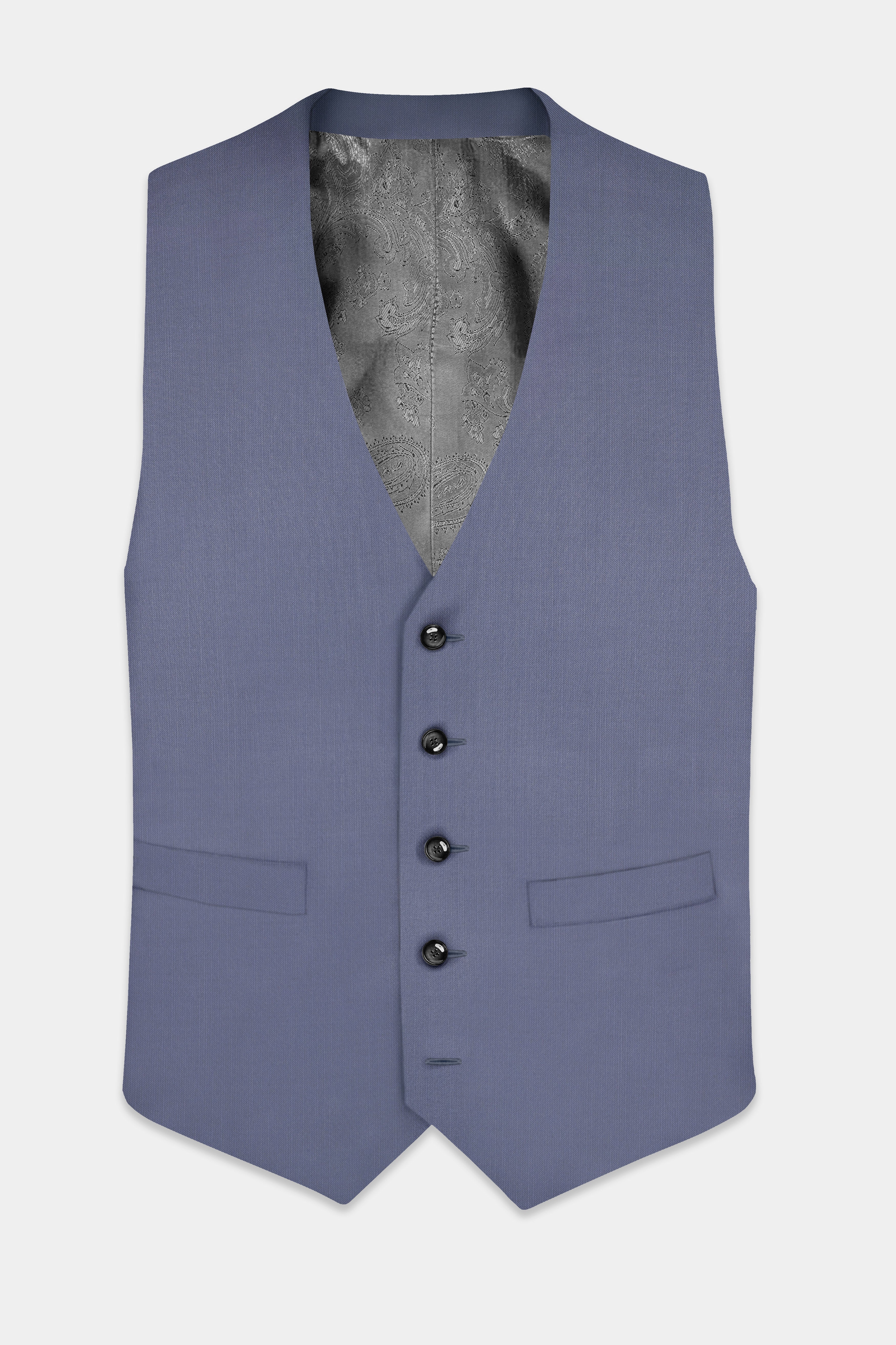 Zenith-Comet Gray Solid Wool Rich Slight Stretch Waistcoat