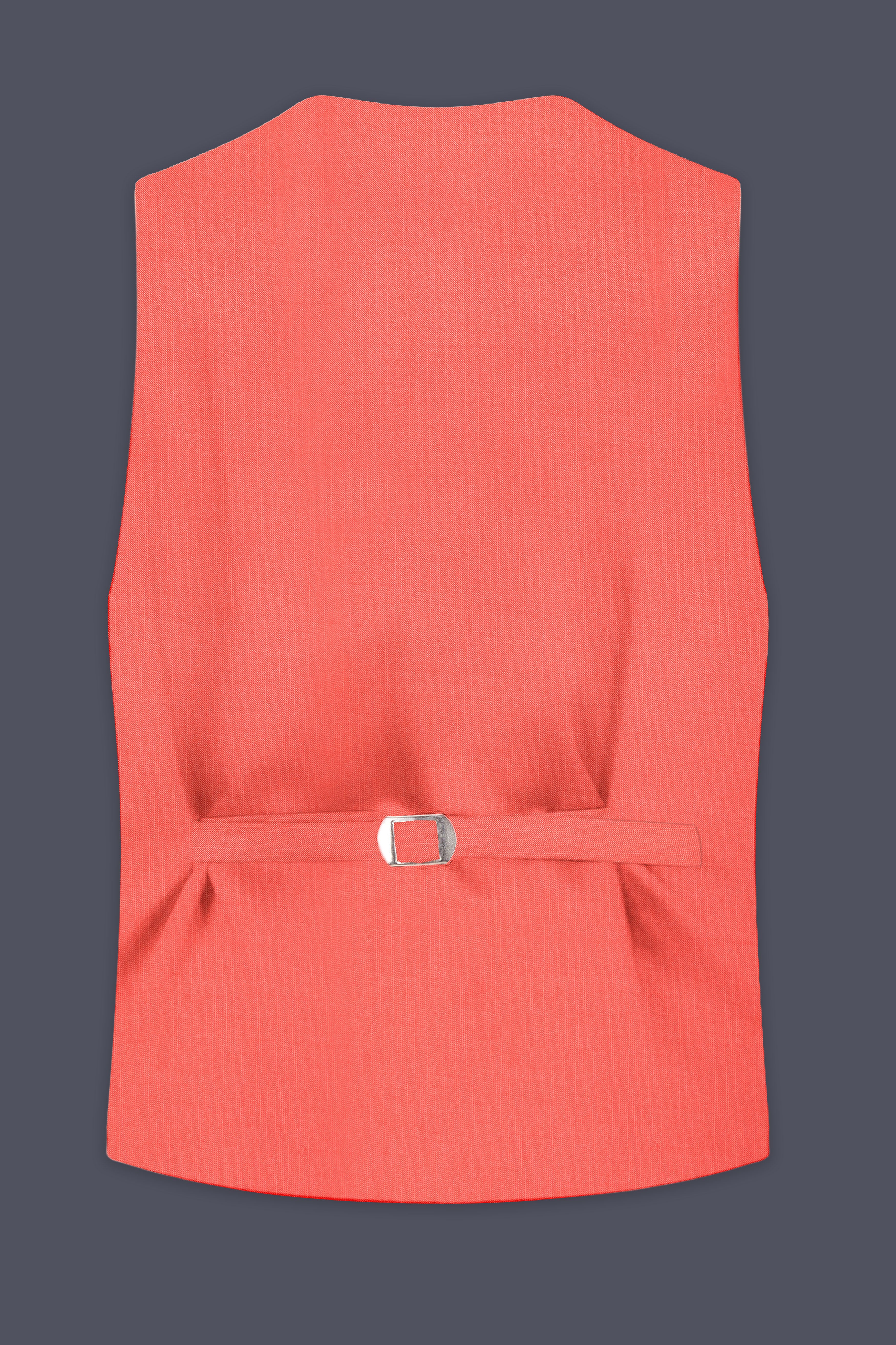 Aurora-Salmon Orange Solid Wool Rich Slight Stretch Waistcoat
