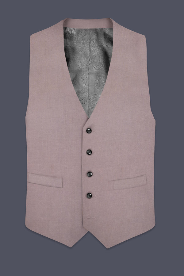 Amour-Rose Quartz Pink Solid Wool Rich Slight Stretch Waistcoat