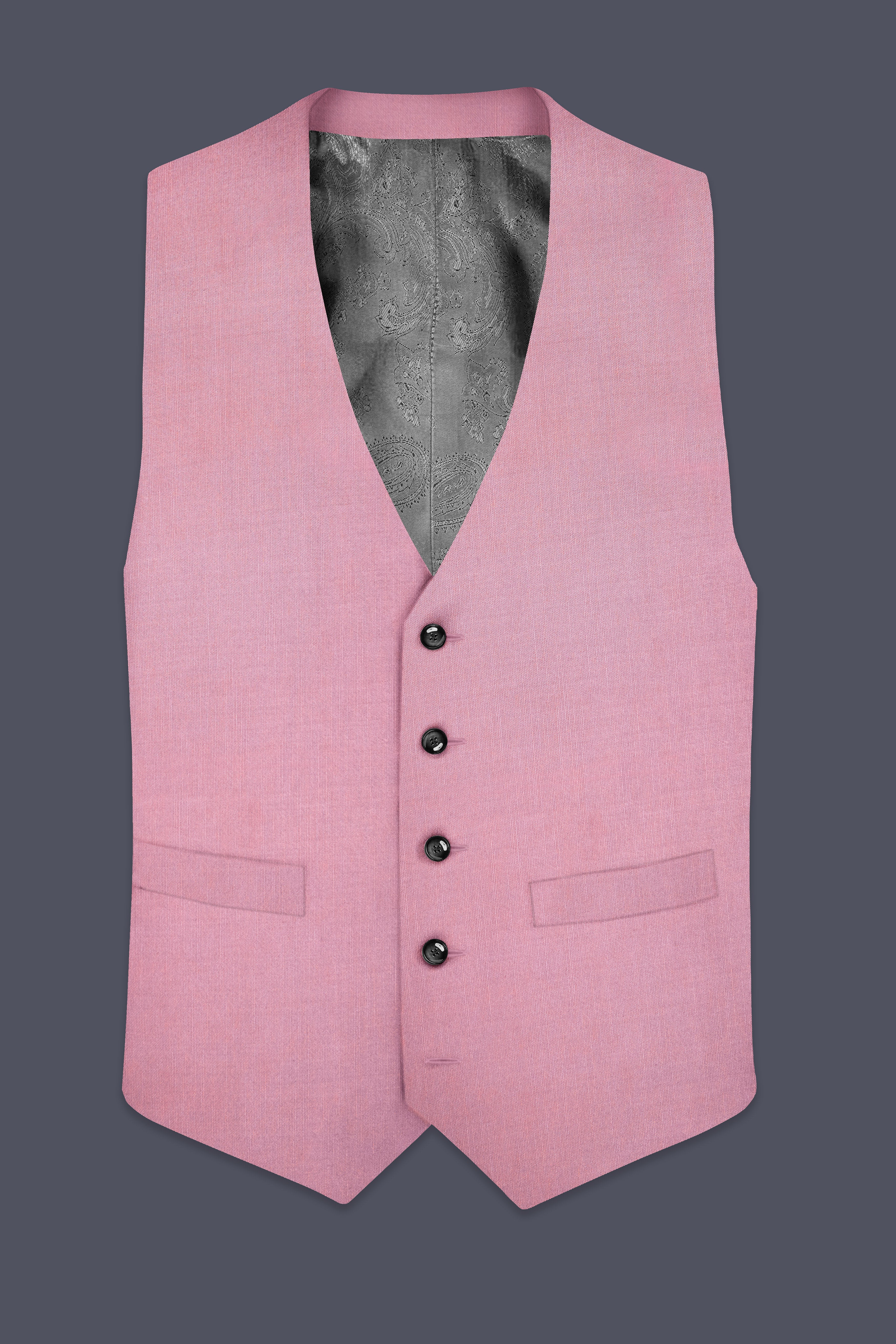 Viola Pink Solid Wool Rich Stretchable Waistcoat