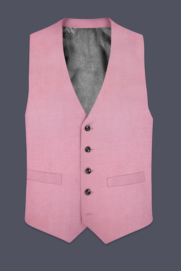 Viola Pink Solid Wool Rich Slight Stretch Waistcoat