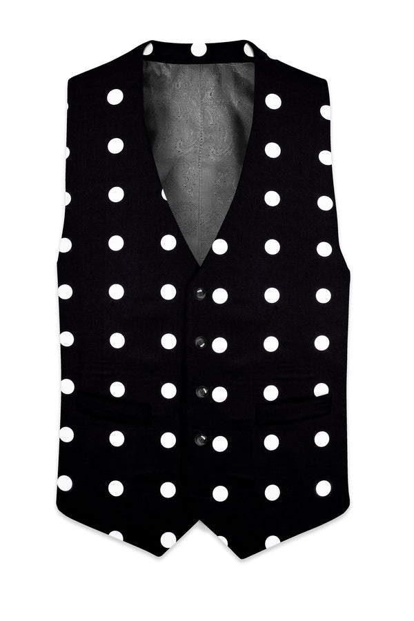 Black Polka Dotted Wool Waistcoat