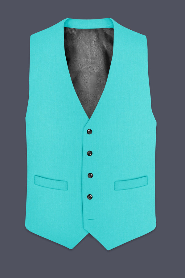 Aegir-Viking Blue Wool Rich Single Breasted Stretchable Waistcoat
