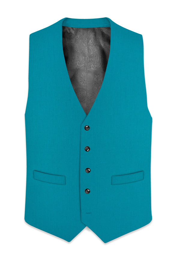 Zephir-Surfie Green Wool Rich Double Breasted Stretchable Waistcoat