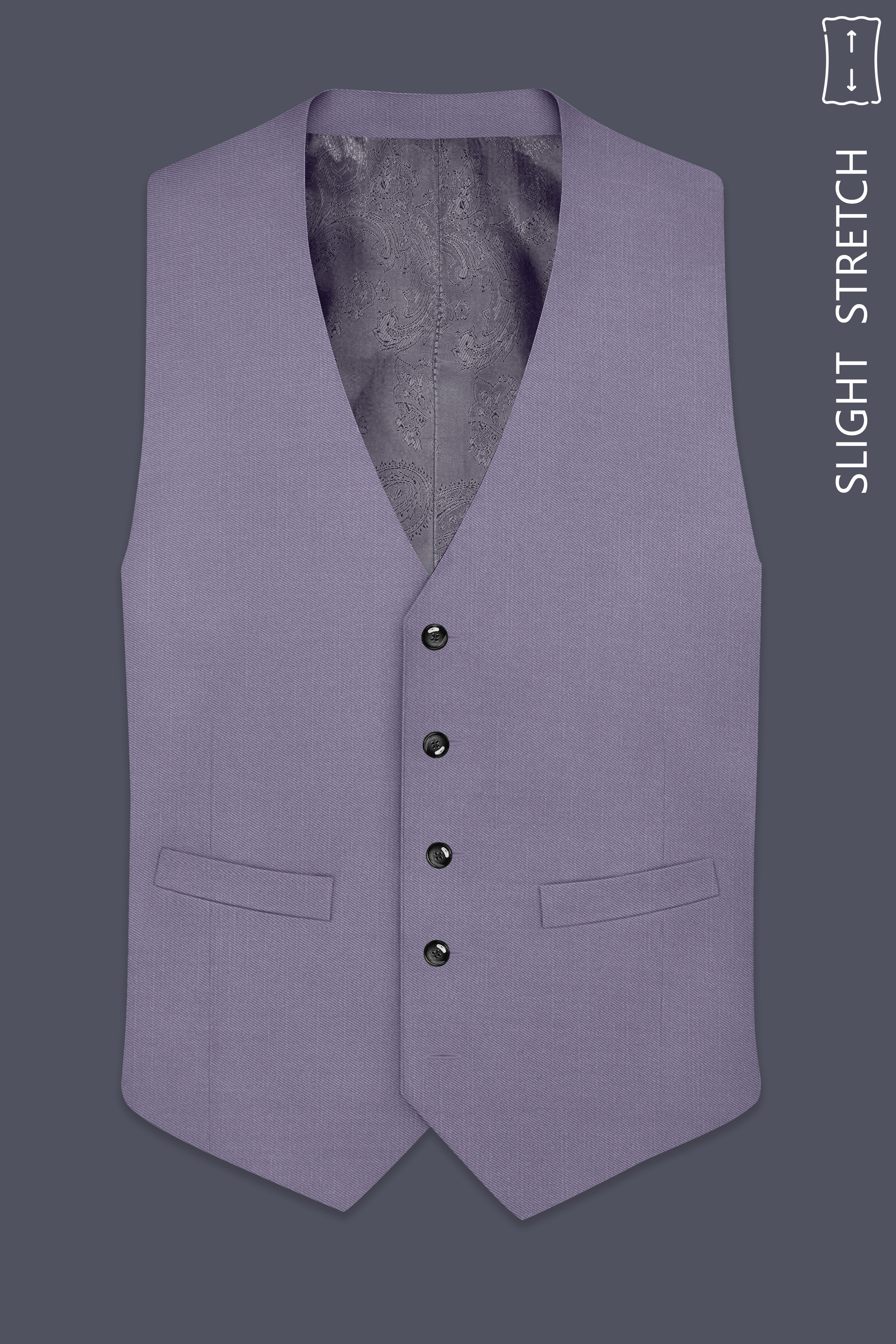Roylen-Mountbatten Purple Wool Rich Slight Stretch Waistcoat