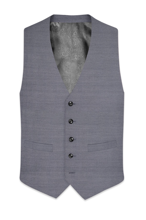 Herrivell-Martinique Blue Herringbone Textured Wool Rich Waistcoats