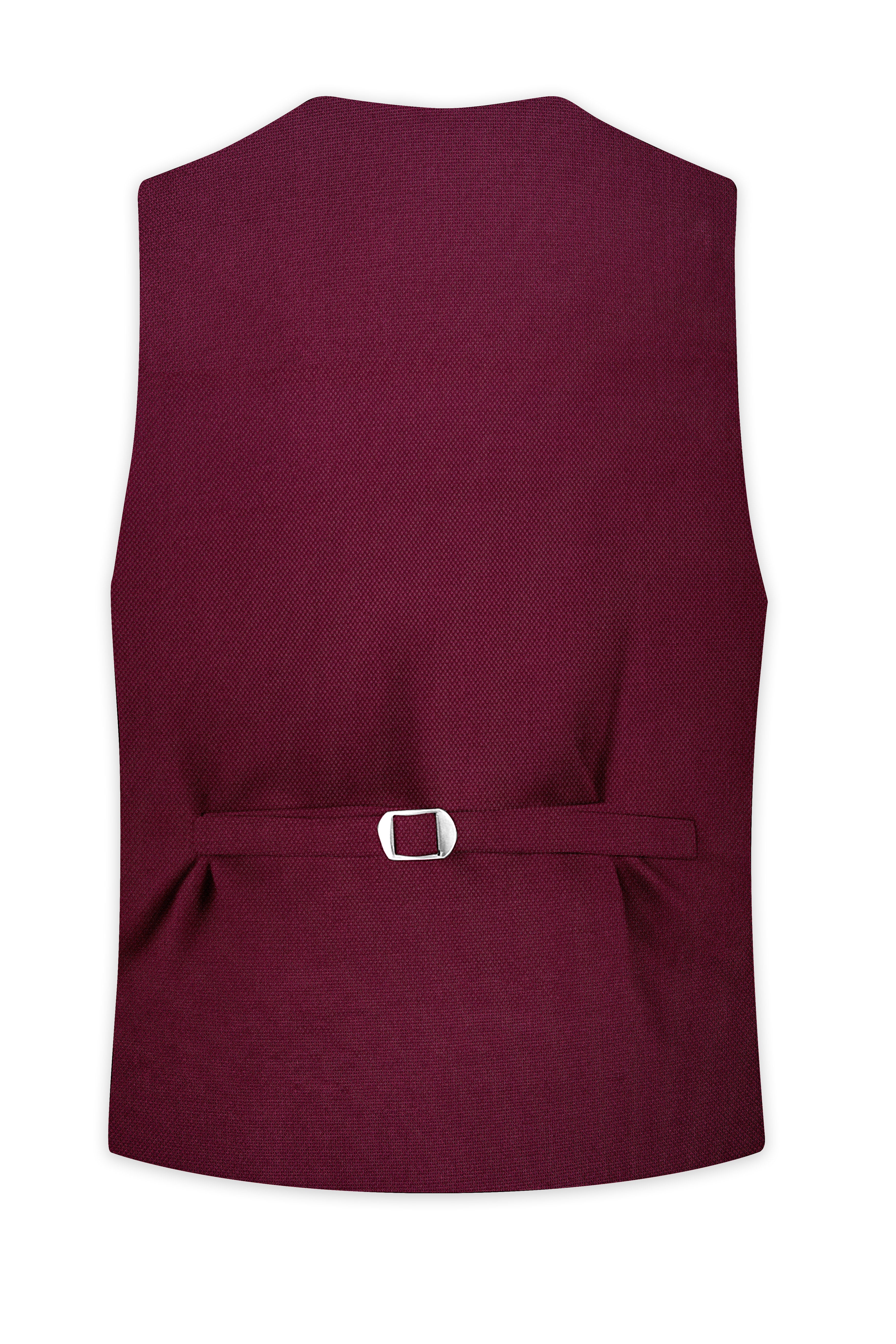 Marcrest-Castro Maroon Textured Wool Rich Waistcoat