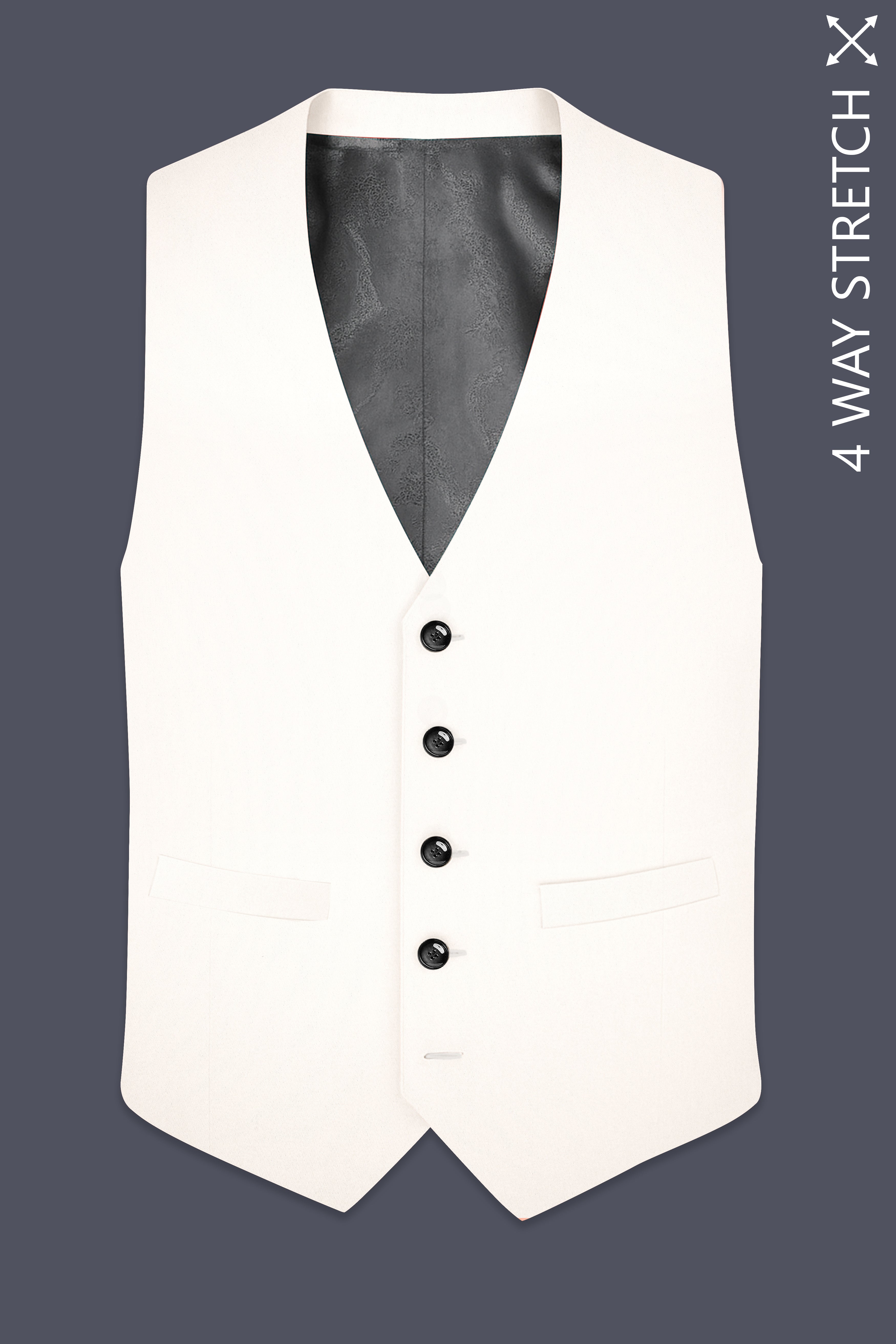 Biancore-Vista White 4-Way Stretch Premium Cotton Waistcoat