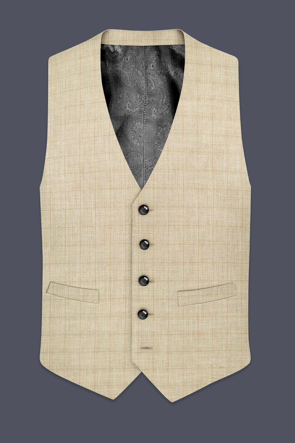 Alviora-Rodeo Dust Cream Windowpane Wool Rich Waistcoats