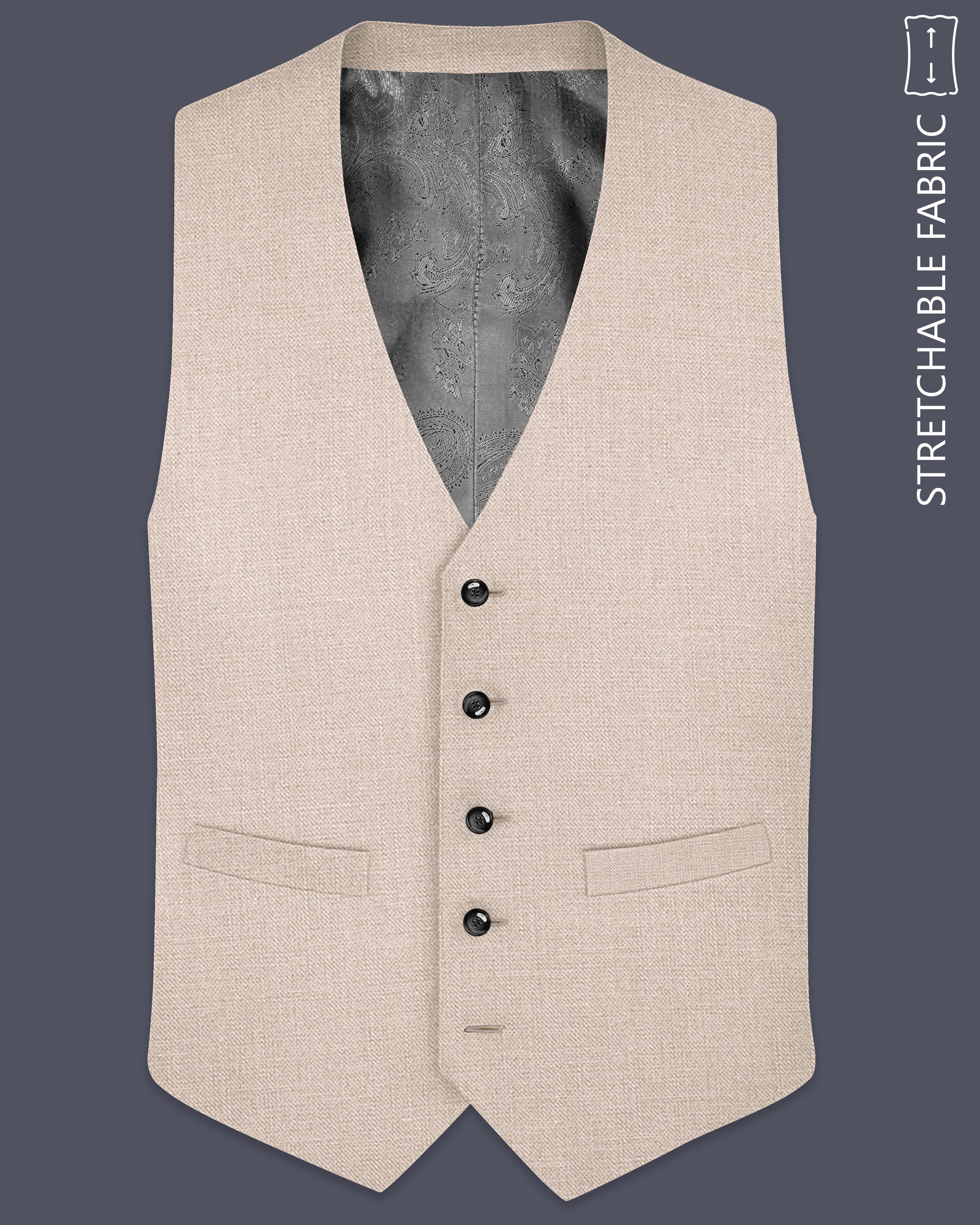 Brunoro-Wafer Brown Luxurious Linen Stretchable Waistcoat