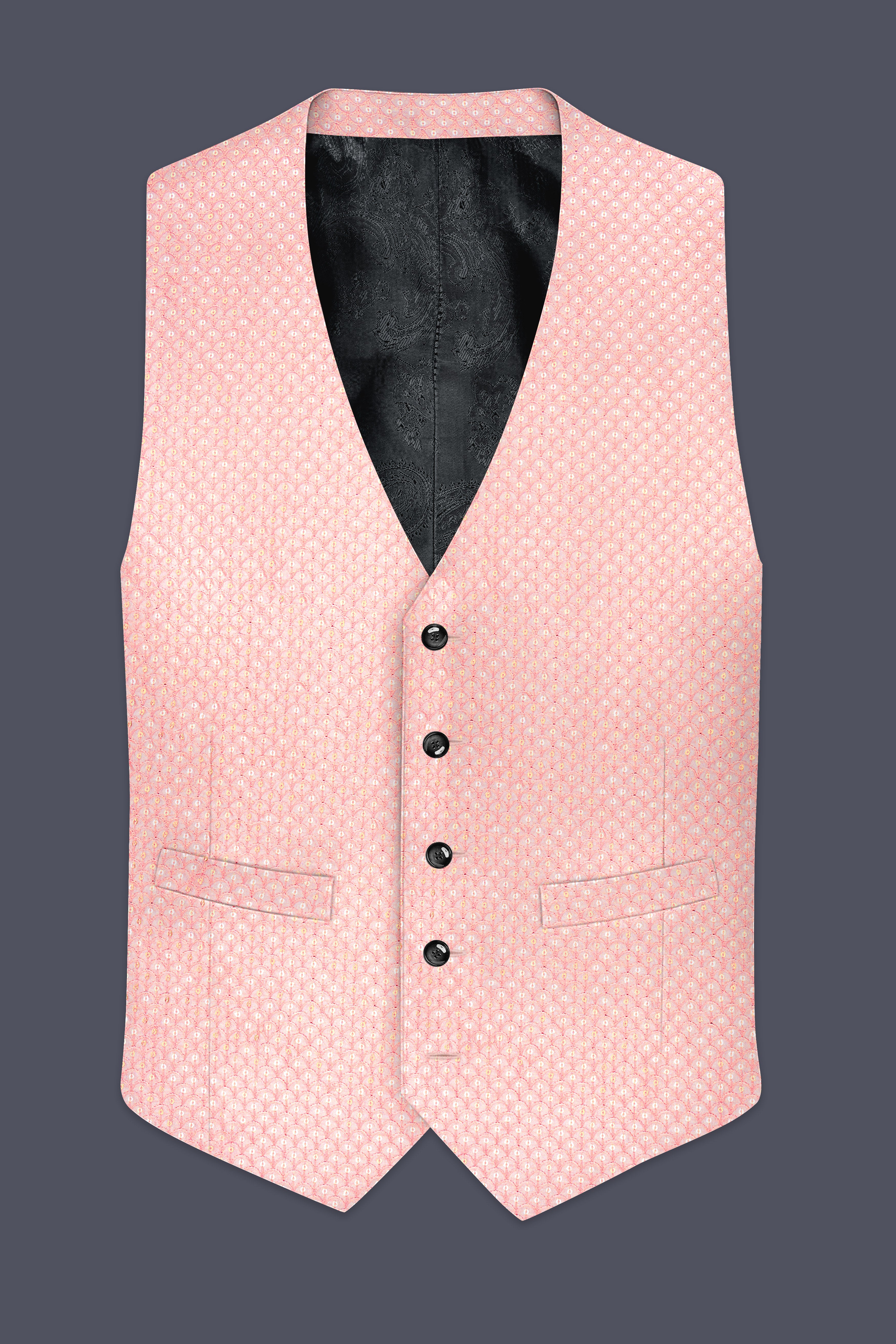 Rosavon-Mandys Pink Cotton Thread Heavy Embroidered Designer Waistcoat