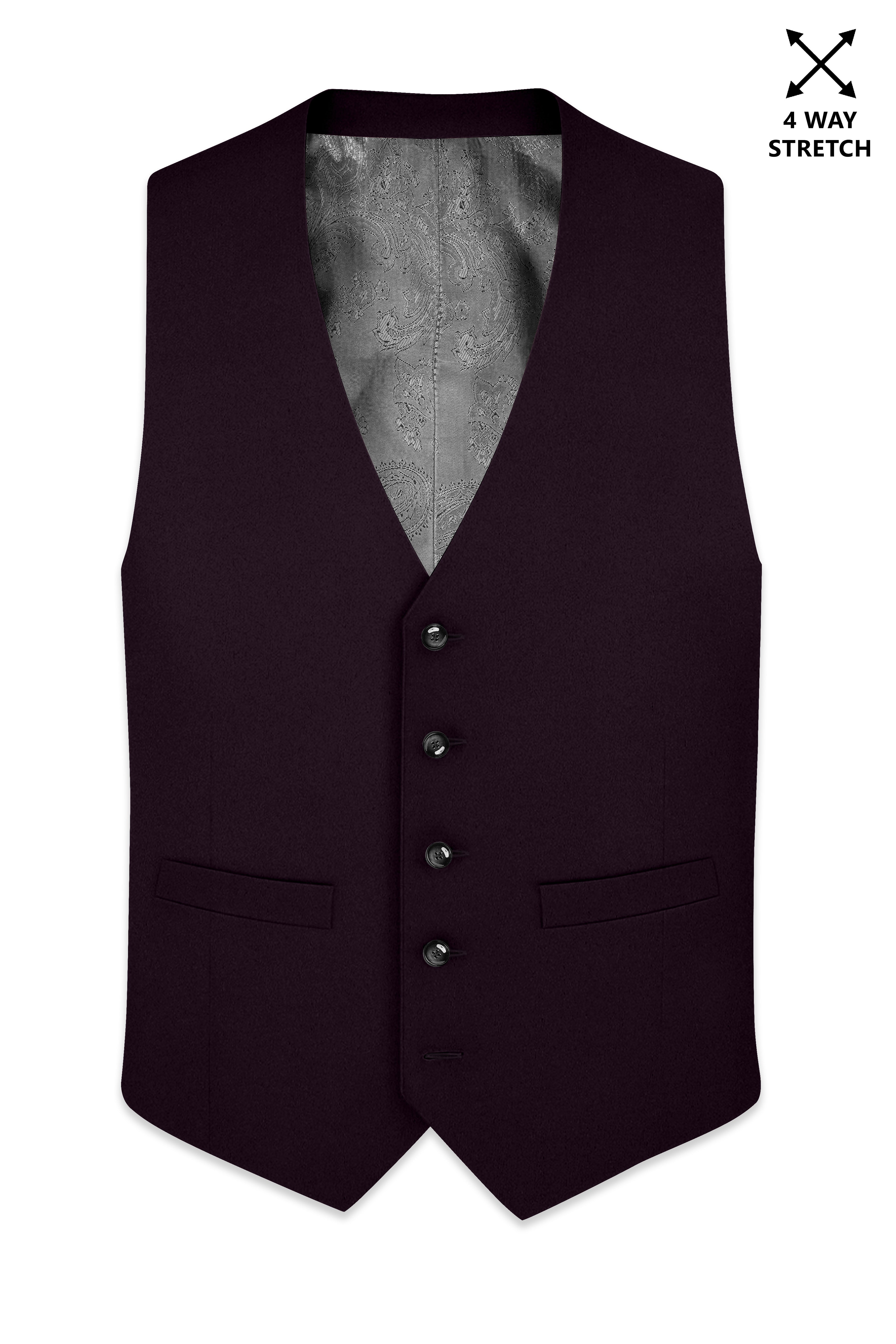 Marenzo-Korean Seal Maroon 4-Way Stretch Wrinkle-Free Wool Rich Waistcoat