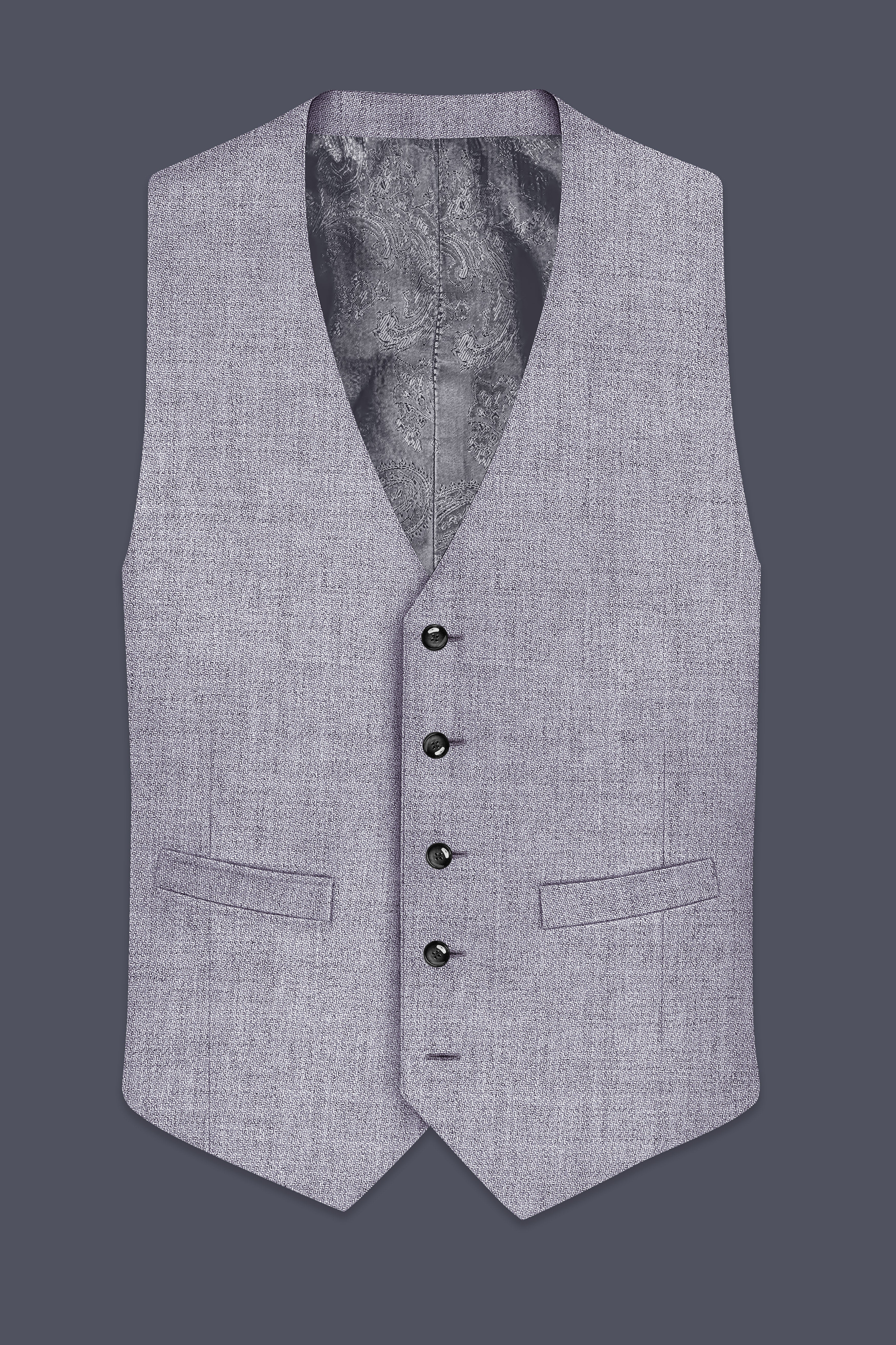 Alpine-Mountain Mist Gray Textured Tweed Waistcoat
