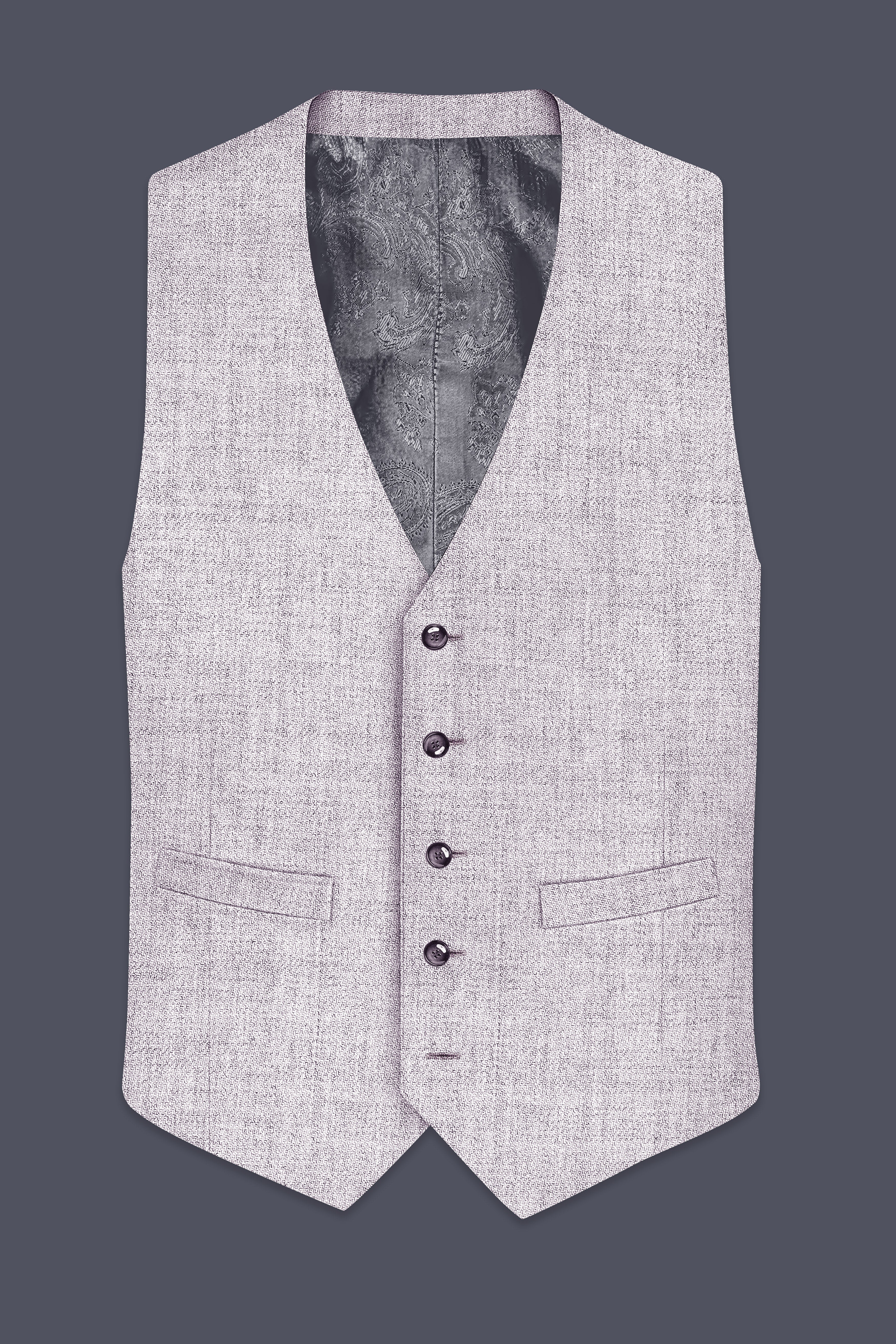 Glacier-Lilac Gray Textured Tweed Waistcoat