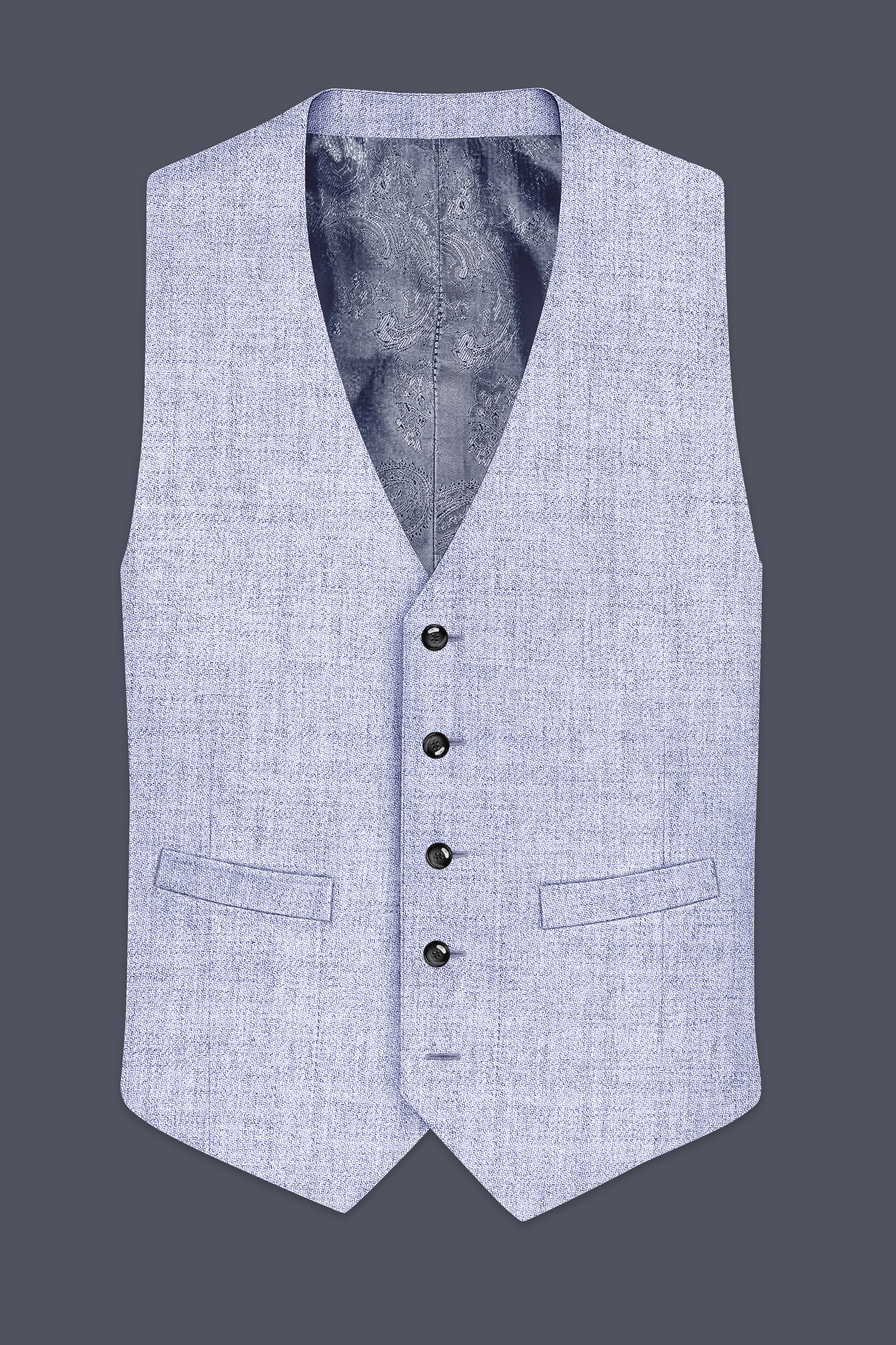 Celestia-Frosted Lilac Blue Textured Tweed Waistcoat