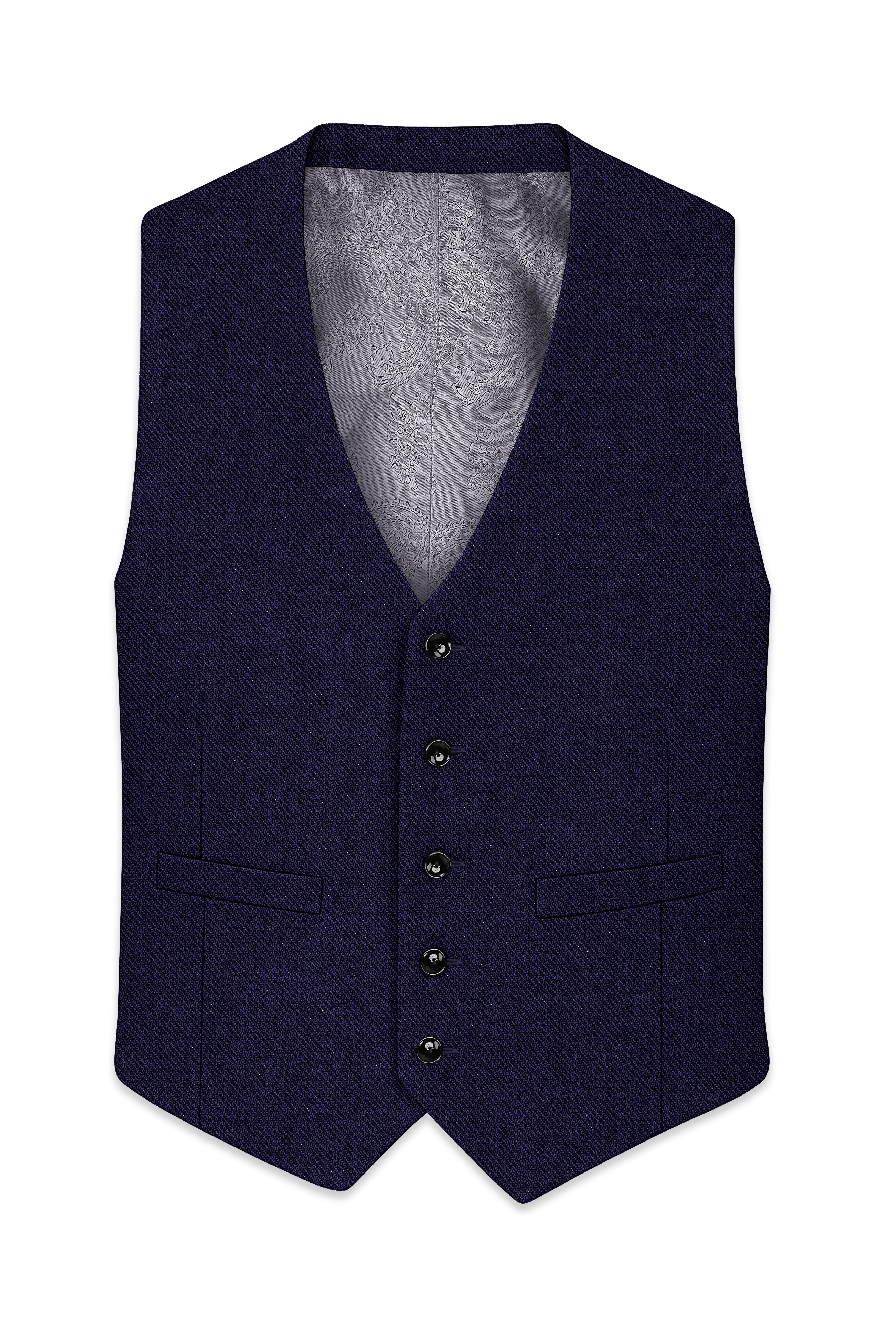 Bluvoro-Mirage Blue Textured Tweed Waistcoat