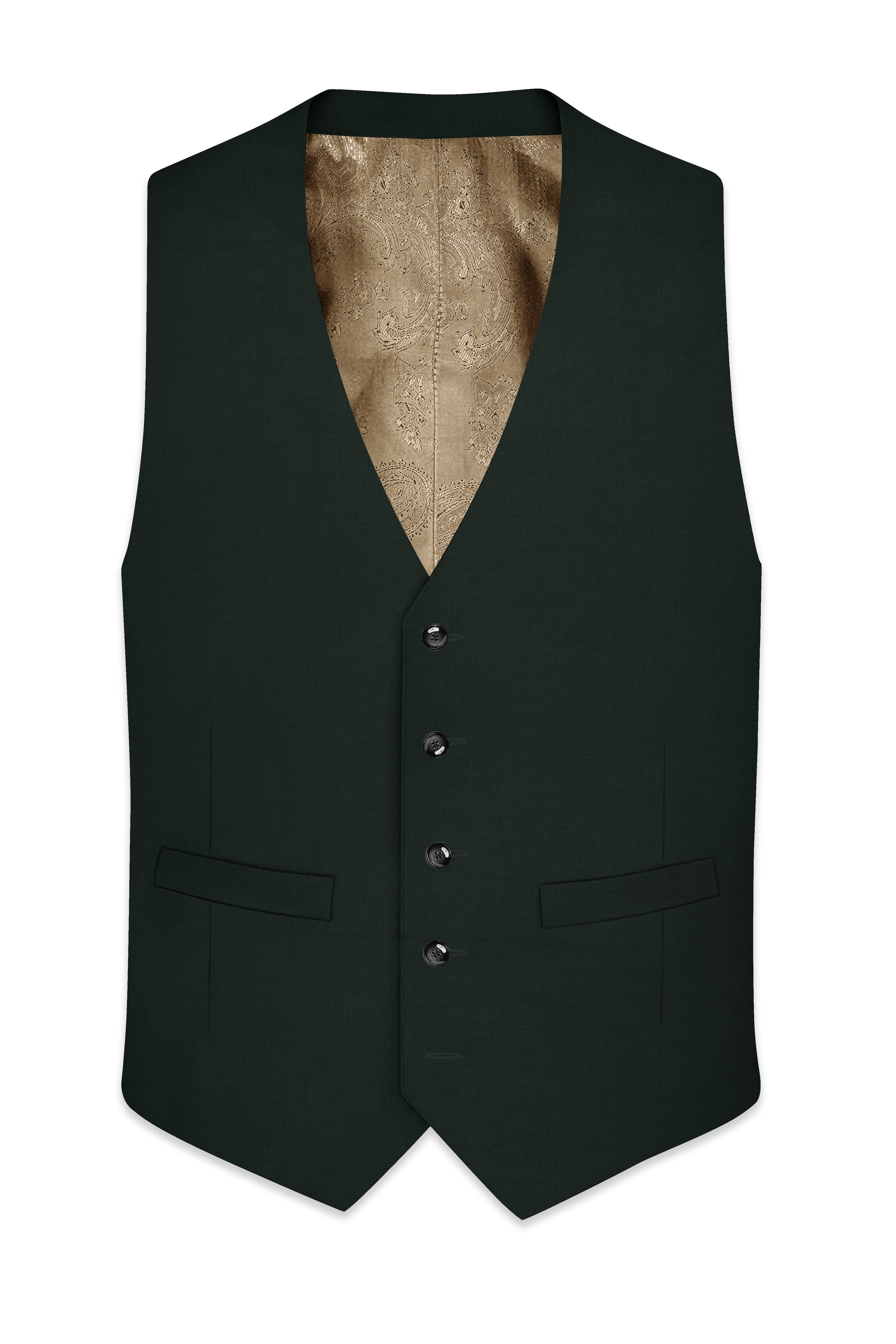 Virenza-Rangoon Green Solid Premium Cotton Waistcoat