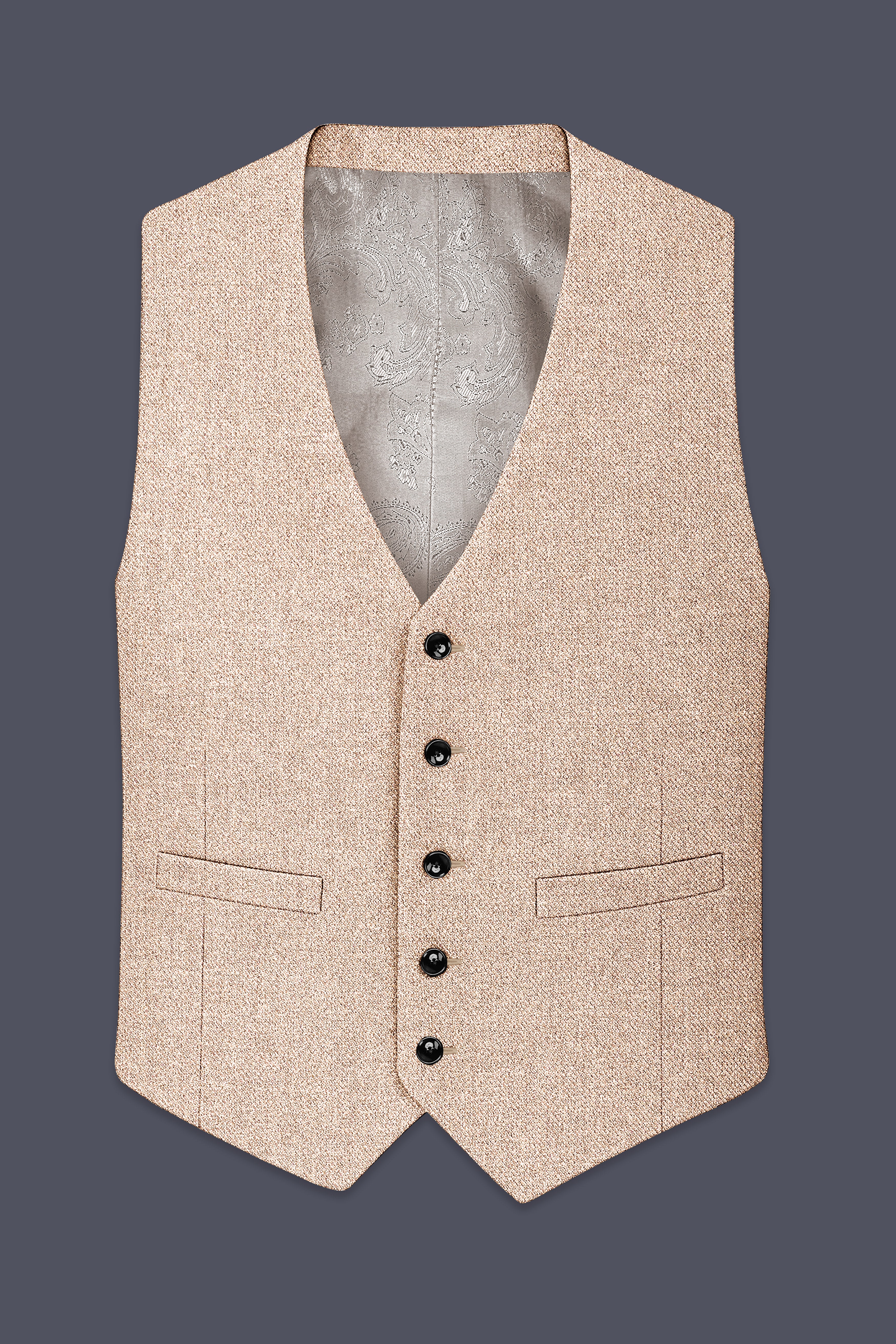 Ivoro-Bizarre Cream Textured Tweed Waistcoat