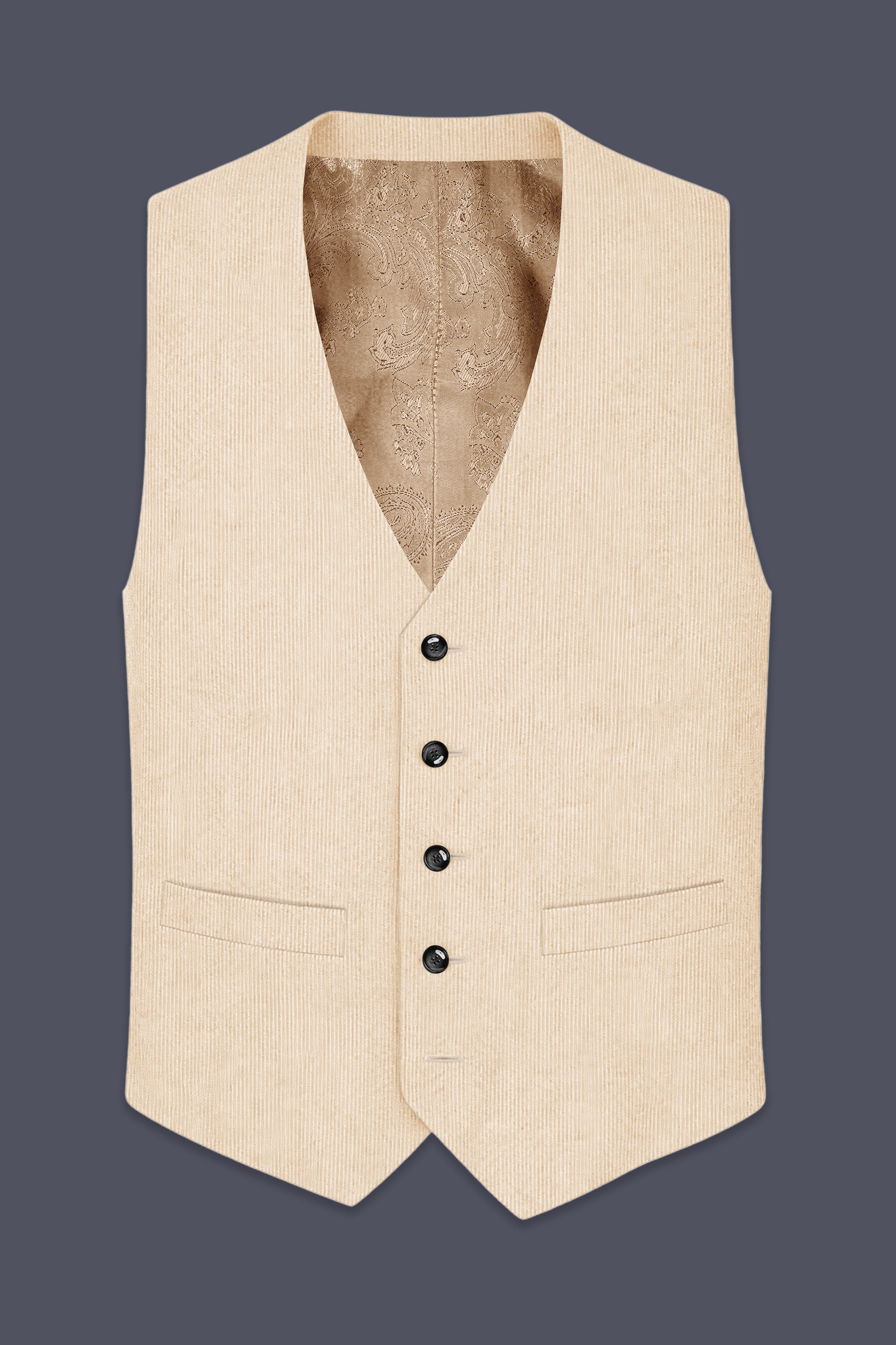 Hispanoro-Spanish Cream Corduroy Premium Waistcoat