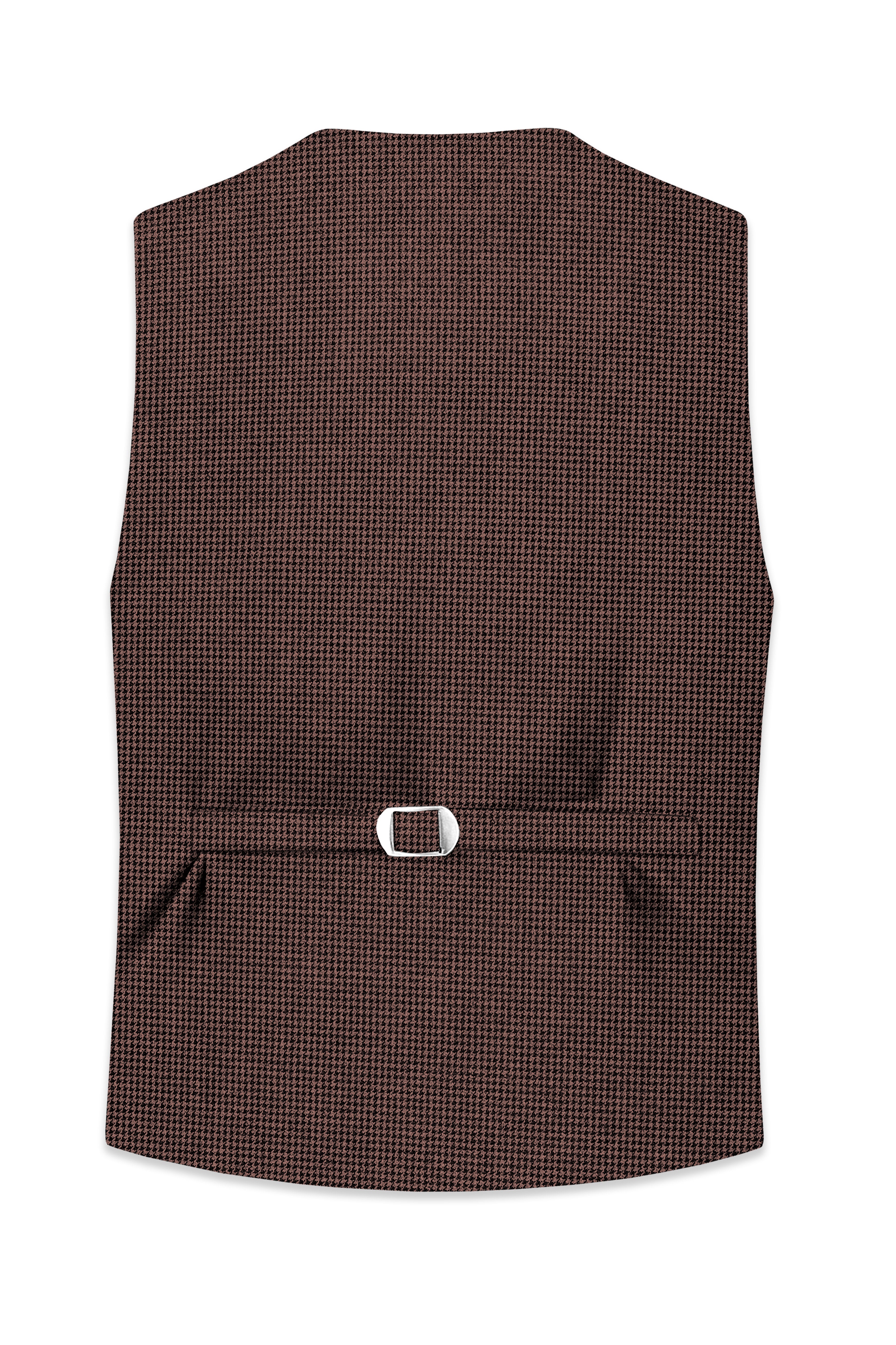 Sylvan-Woody Brown Classic Houndstooth Textured Tweed Waistcoat