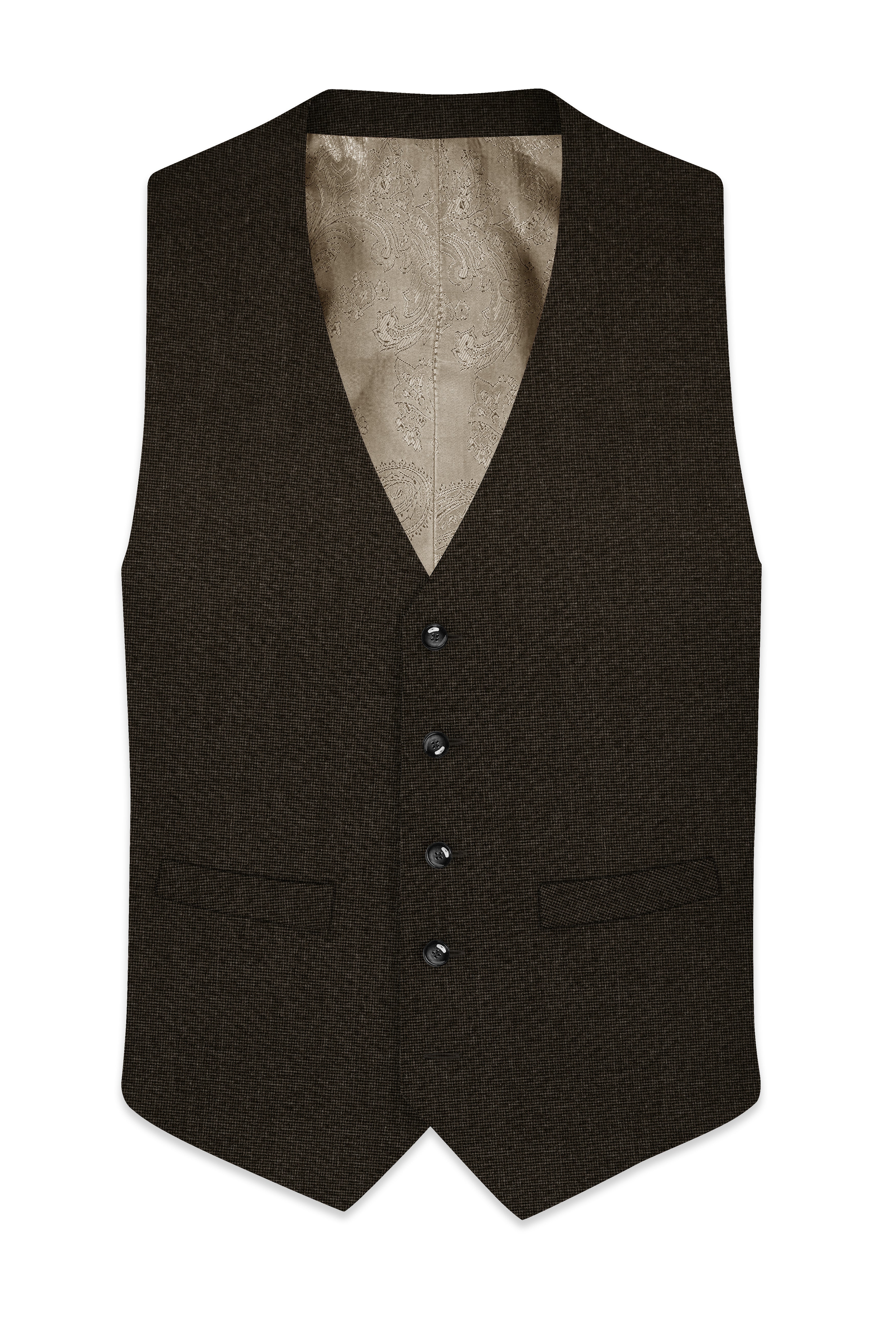 Bistrano-Acadia Brown Textured Wool Rich Waistcoat